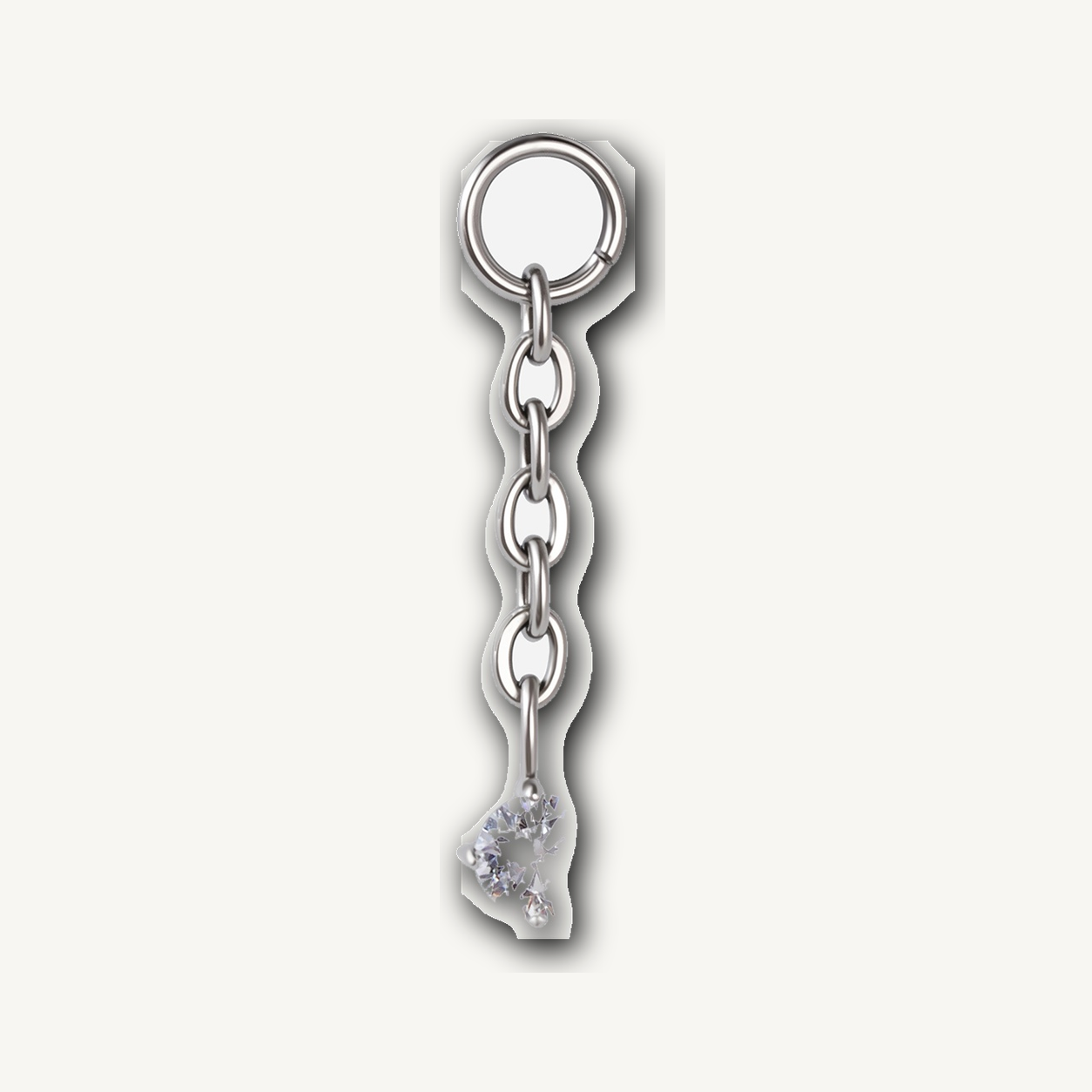 Implant Grade Titanium - Piercing Part - Silver - Clear CZ - product view