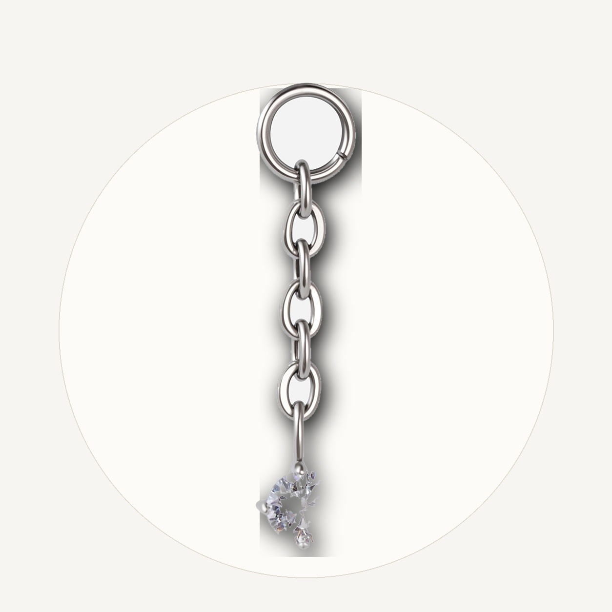 Implant Grade Titanium - Piercing Part - Silver - Clear CZ - styling view