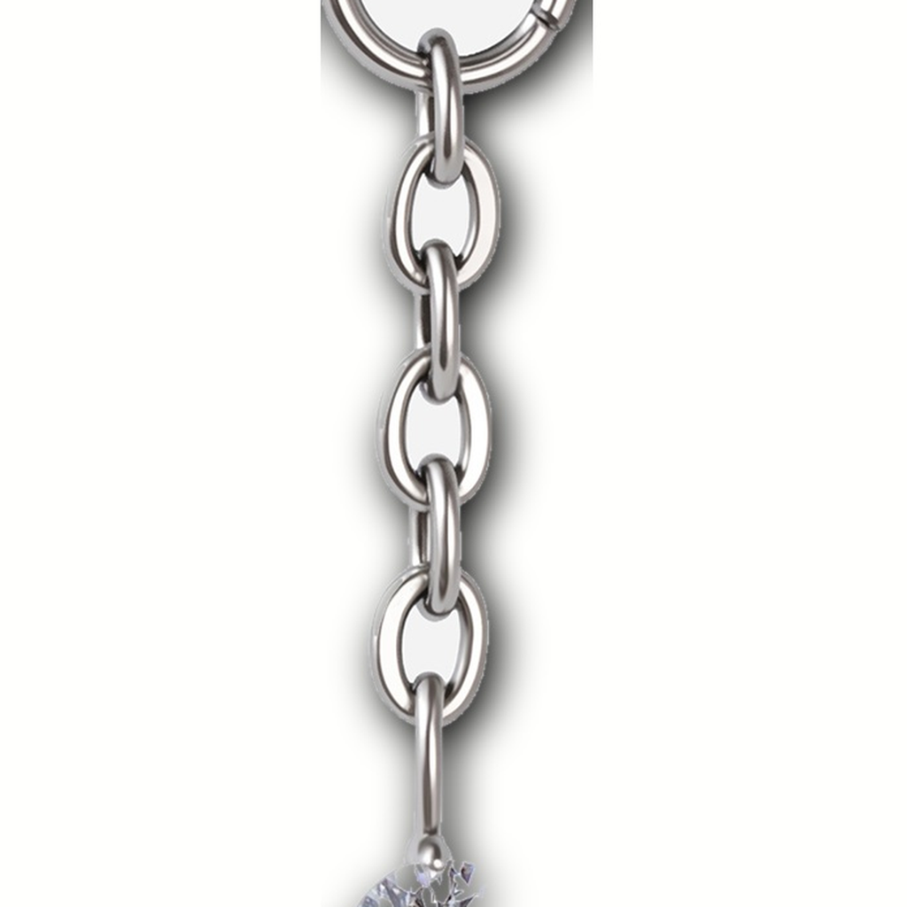 Implant Grade Titanium - Piercing Part - Silver - Clear CZ - detail view
