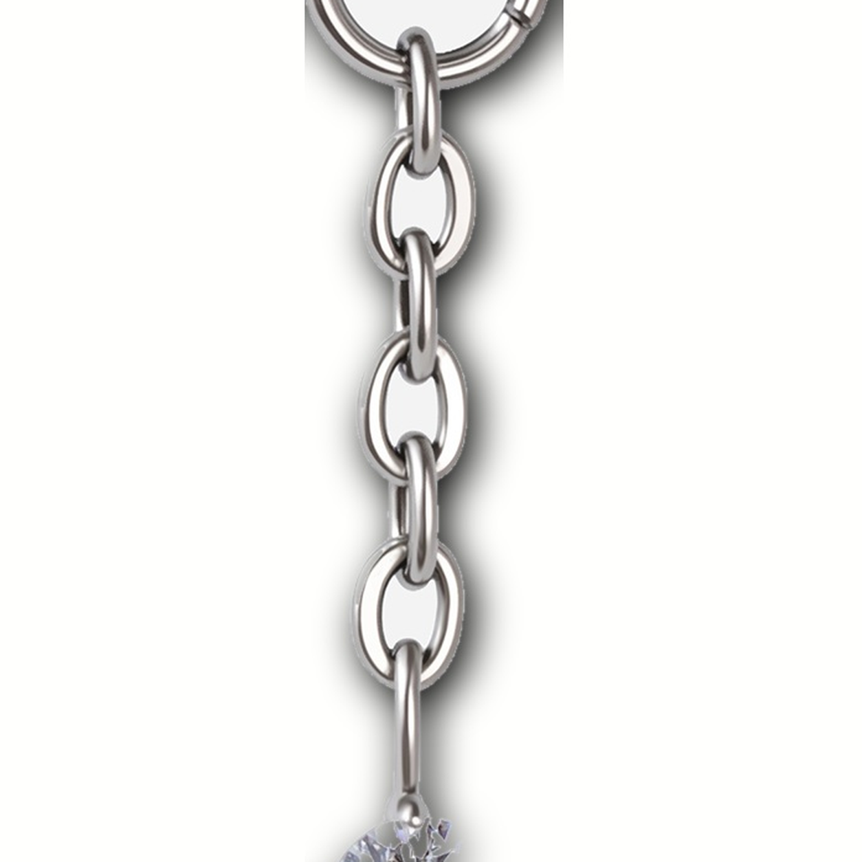 Implant Grade Titanium - Piercing Part - Silver - Clear CZ - detail view