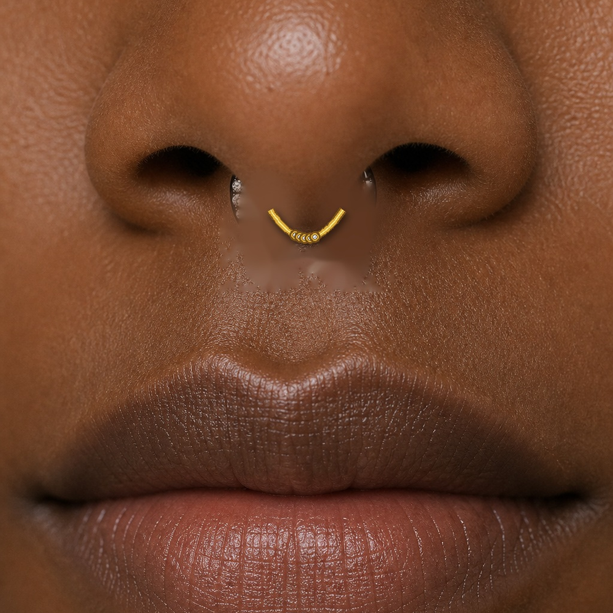 Implant Grade Titanium - Septum Ring - Gold - 16G (1.2 x 6 mm) - model wear view