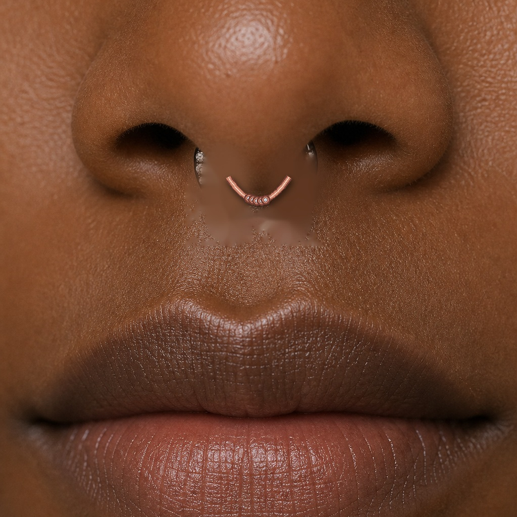 Implant Grade Titanium - Septum Ring - Rose Gold - 16G (1.2 x 6 mm) - model wear view