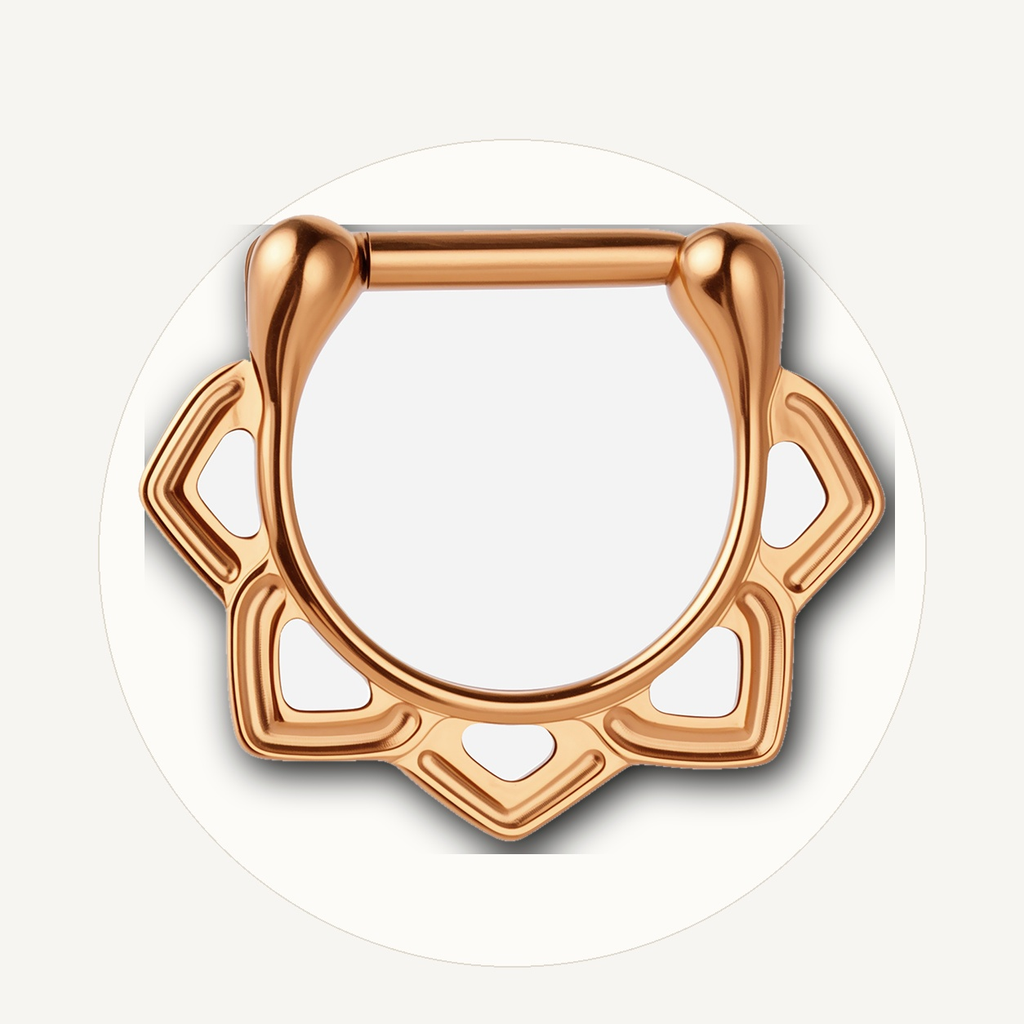 Implant Grade Titanium - Septum Ring - Rose Gold - 16G (1.2 x 6 mm) - styling view