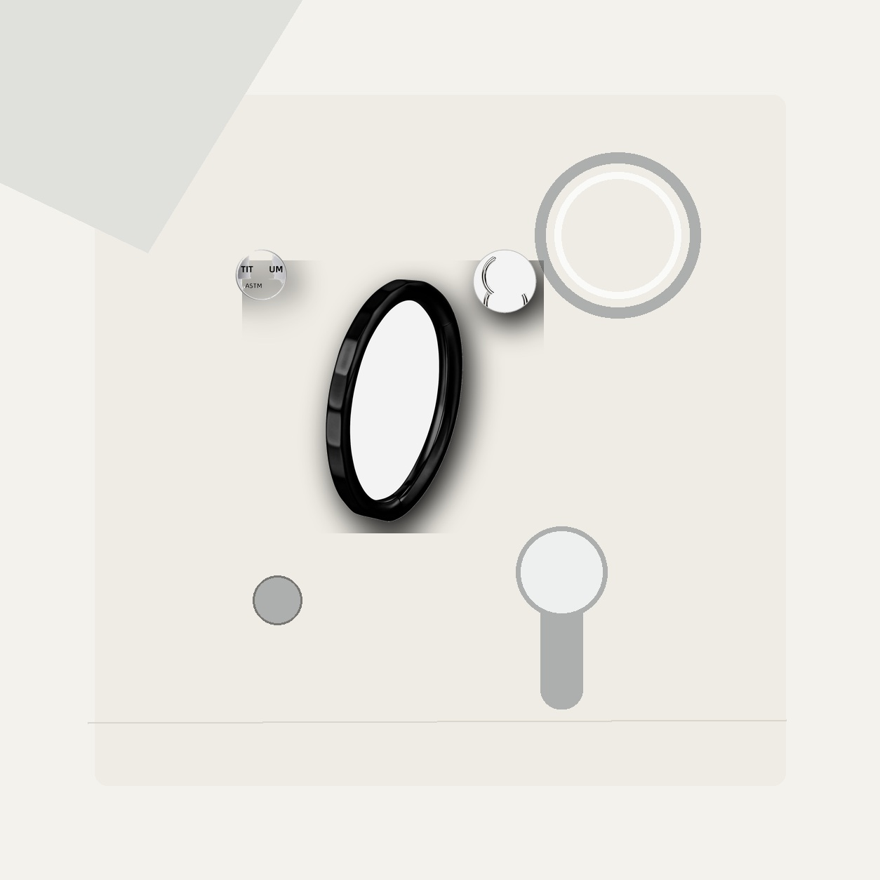 Implant Grade Titanium - Segment Ring - Black - 16G (1.2 x 10 mm) - styling view