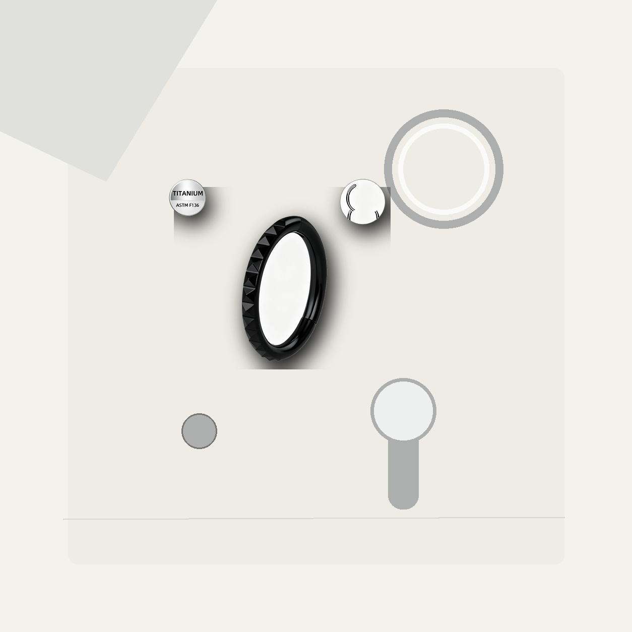 Implant Grade Titanium - Segment Ring - Black - 16G (1.2 x 8 mm) - styling view