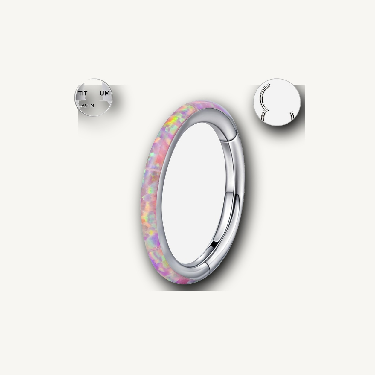 Implant Grade Titanium - Segment Ring - Silver - OP10 - 16G (1.2 x 8 mm) - detail view