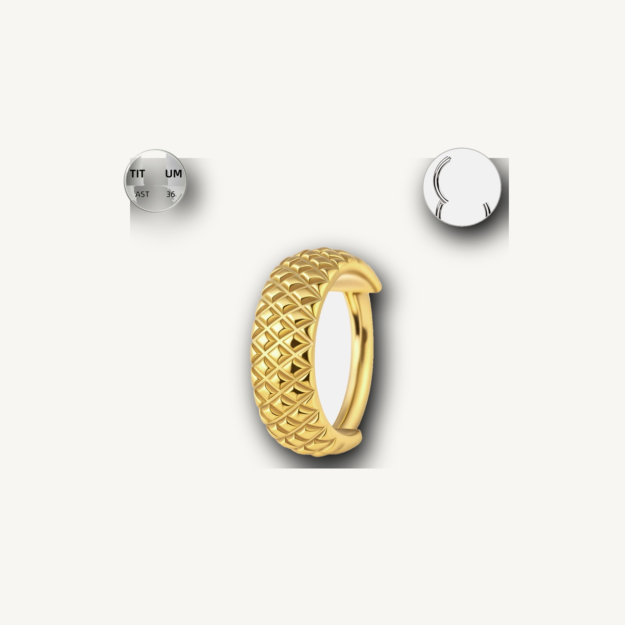 Implant Grade Titanium - Segment Ring - Gold - 16G (1.2 x 10 mm) - detail view