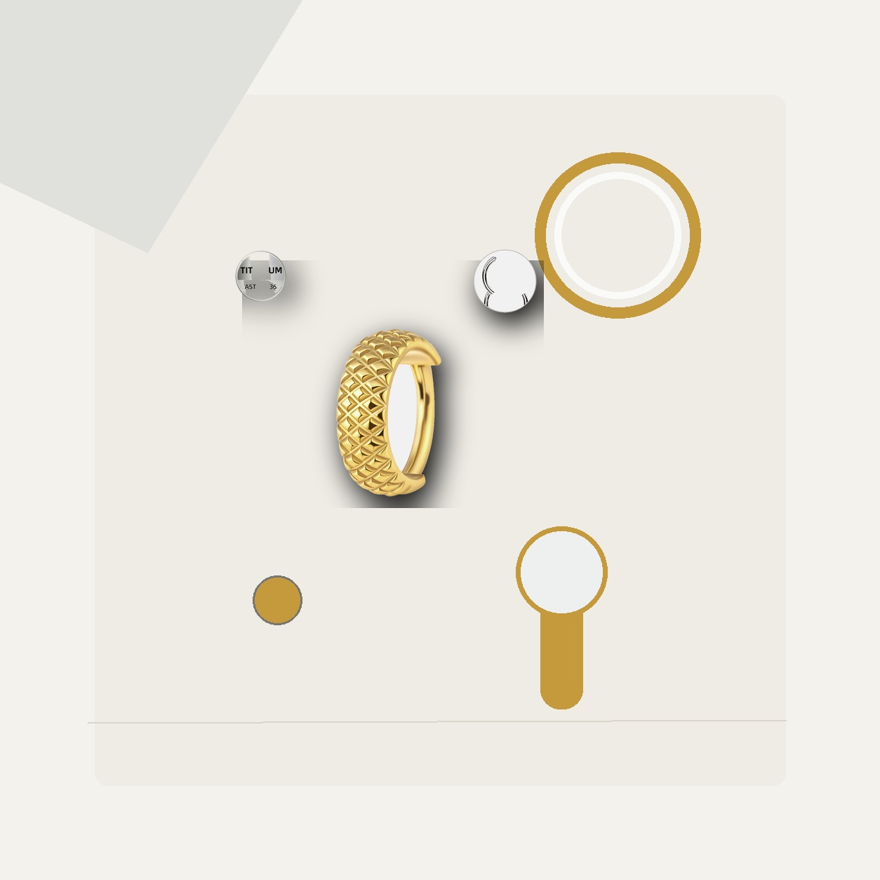 Implant Grade Titanium - Segment Ring - Gold - 16G (1.2 x 10 mm) - styling view