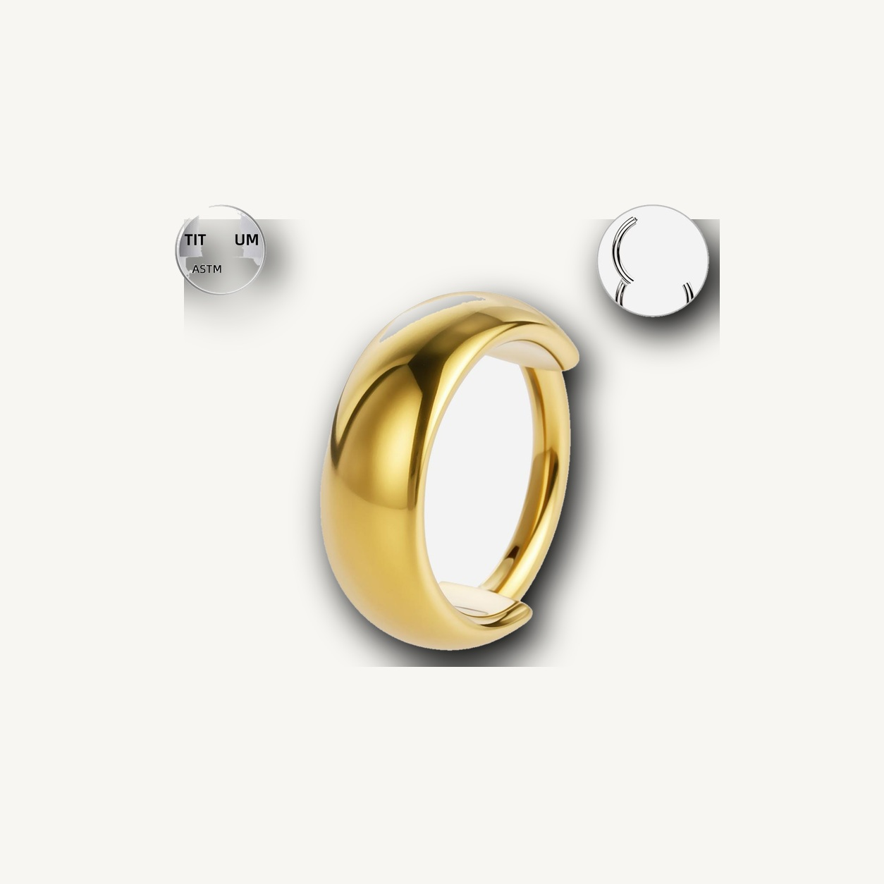 Implant Grade Titanium - Segment Ring - Gold - 16G (1.2 x 12 mm) - detail view