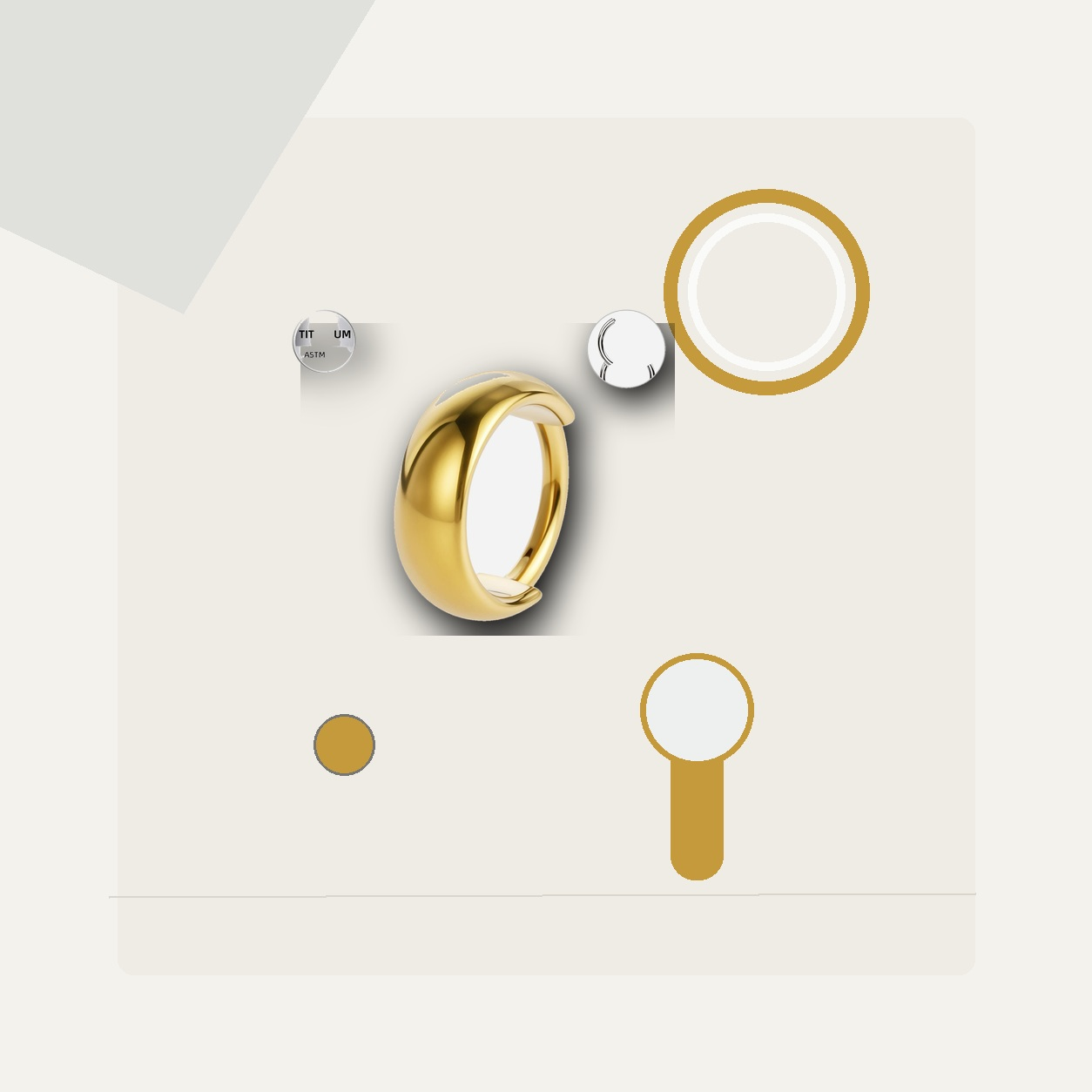 Implant Grade Titanium - Segment Ring - Gold - 16G (1.2 x 12 mm) - styling view