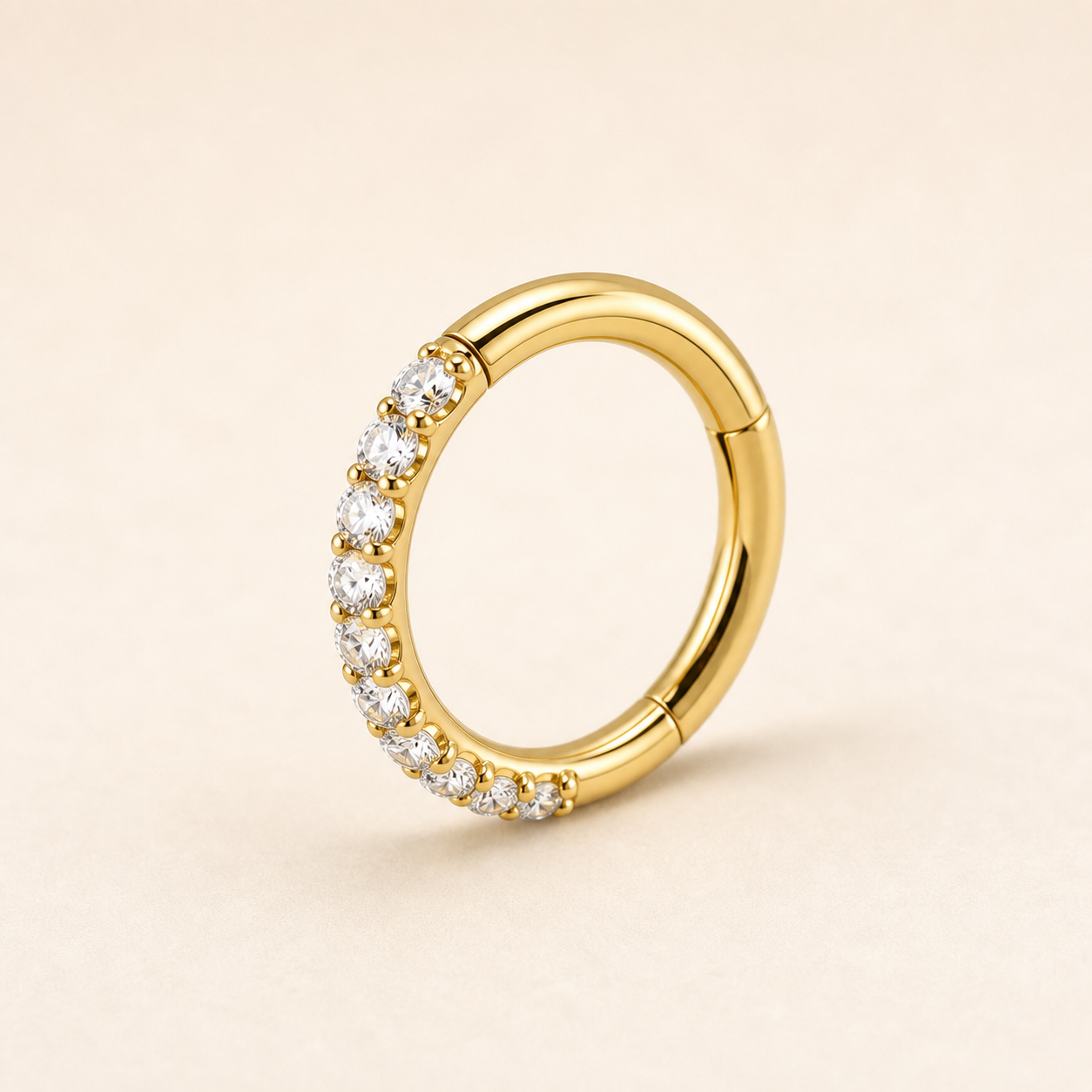 Implant Grade Titanium - Segment Ring - Gold - Clear CZ - 16G (1.2 x 6 mm) - product view