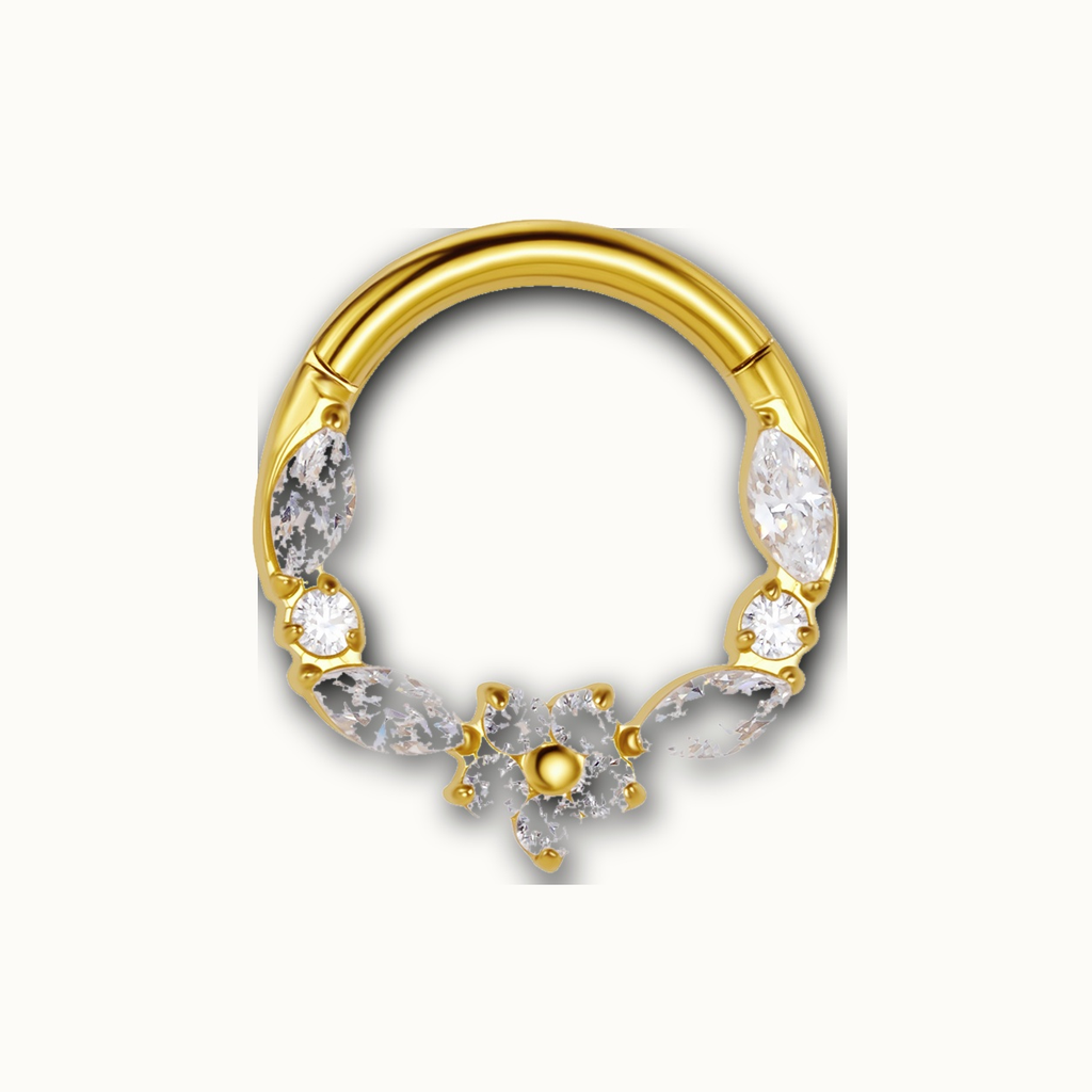 Implant Grade Titanium - Segment Ring - Gold - Clear CZ - 16G (1.2 x 8 mm) - product view
