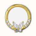 Implant Grade Titanium - Segment Ring - Gold - Clear CZ - 16G (1.2 x 8 mm) - product view