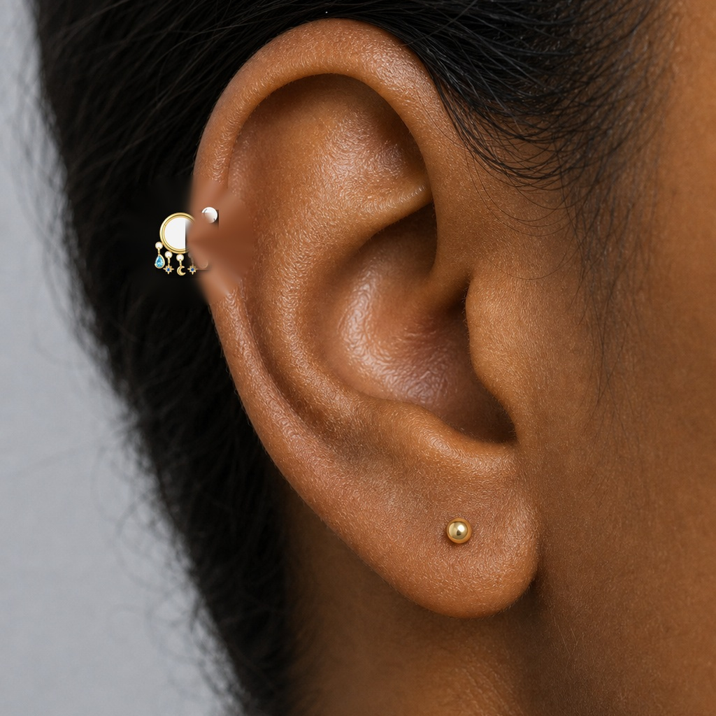 Implant Grade Titanium - Segment Ring - Gold - NBL - 16G (1.2 x 8 mm) - model wear view