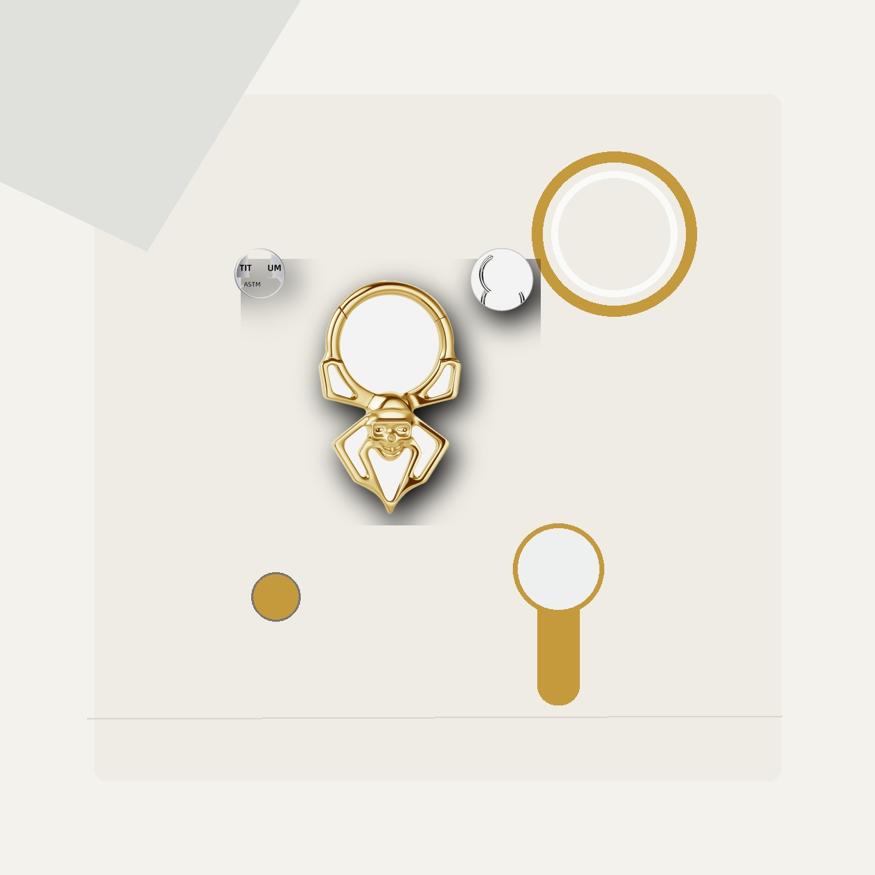 Implant Grade Titanium - Segment Ring - Gold - 16G (1.2 x 8 mm) - styling view