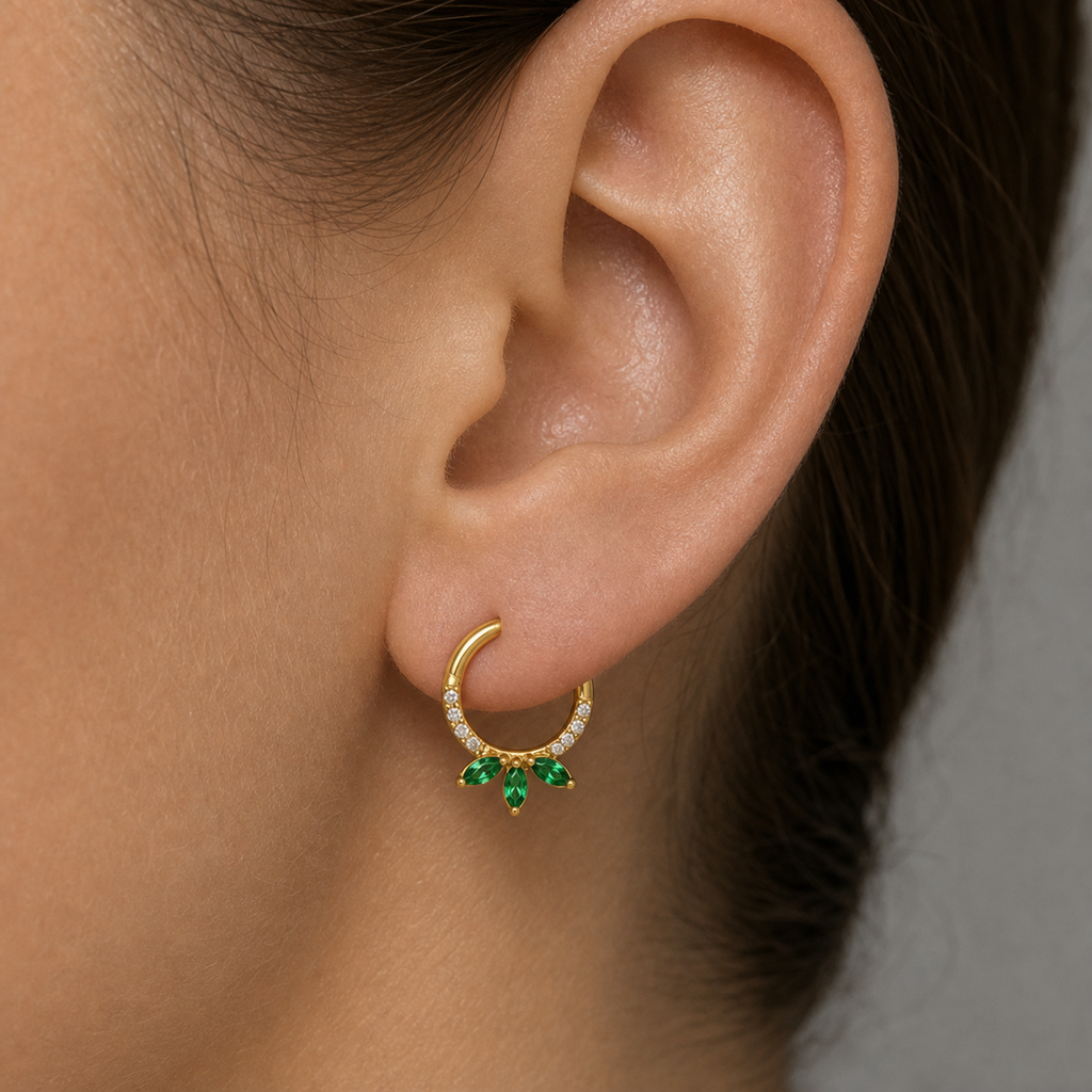 Implant Grade Titanium - Segment Ring - Gold - 16G (1.2 x 8 mm) - model wear view