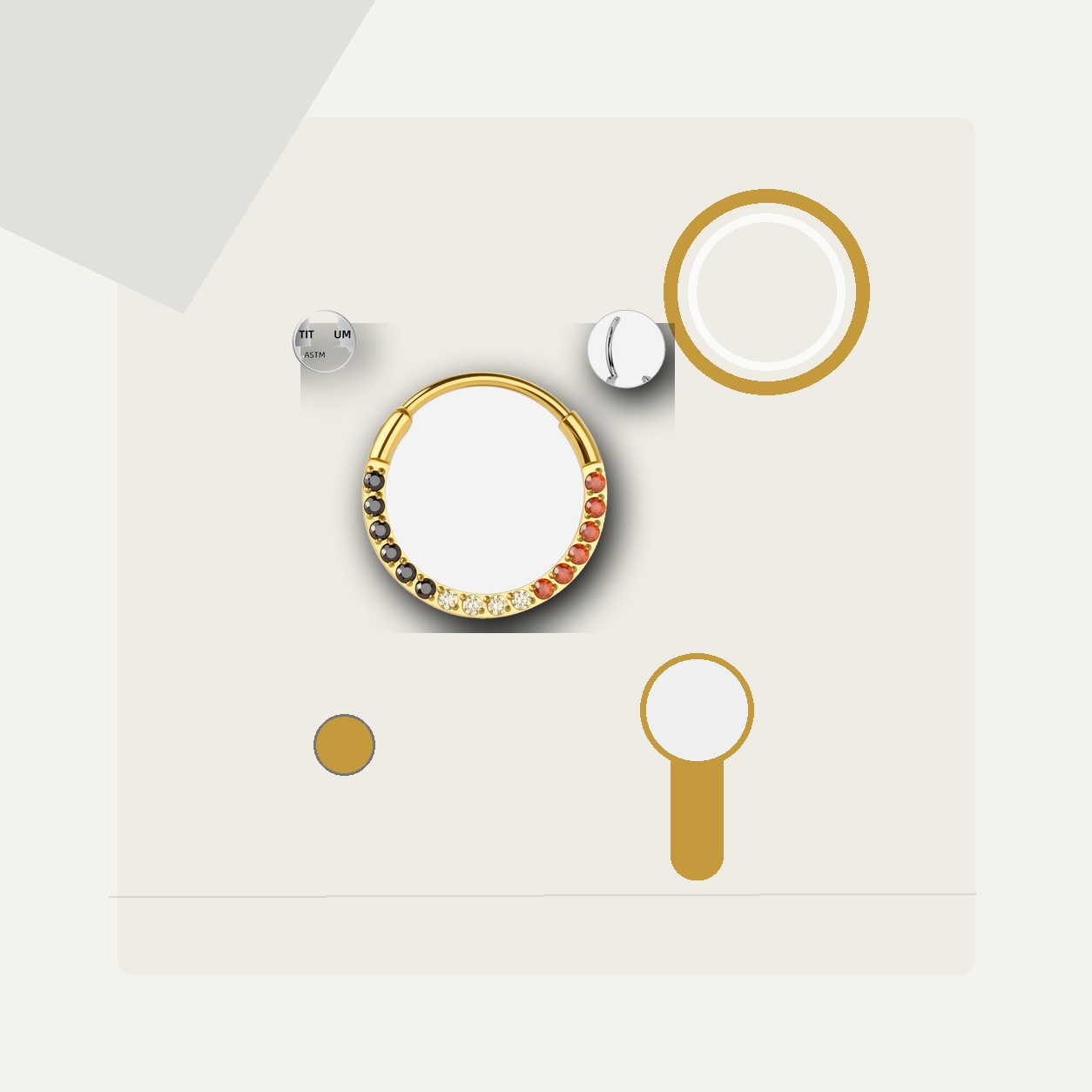 Implant Grade Titanium - Segment Ring - Gold - GDCZ - 20G (0.8 x 10 mm) - styling view
