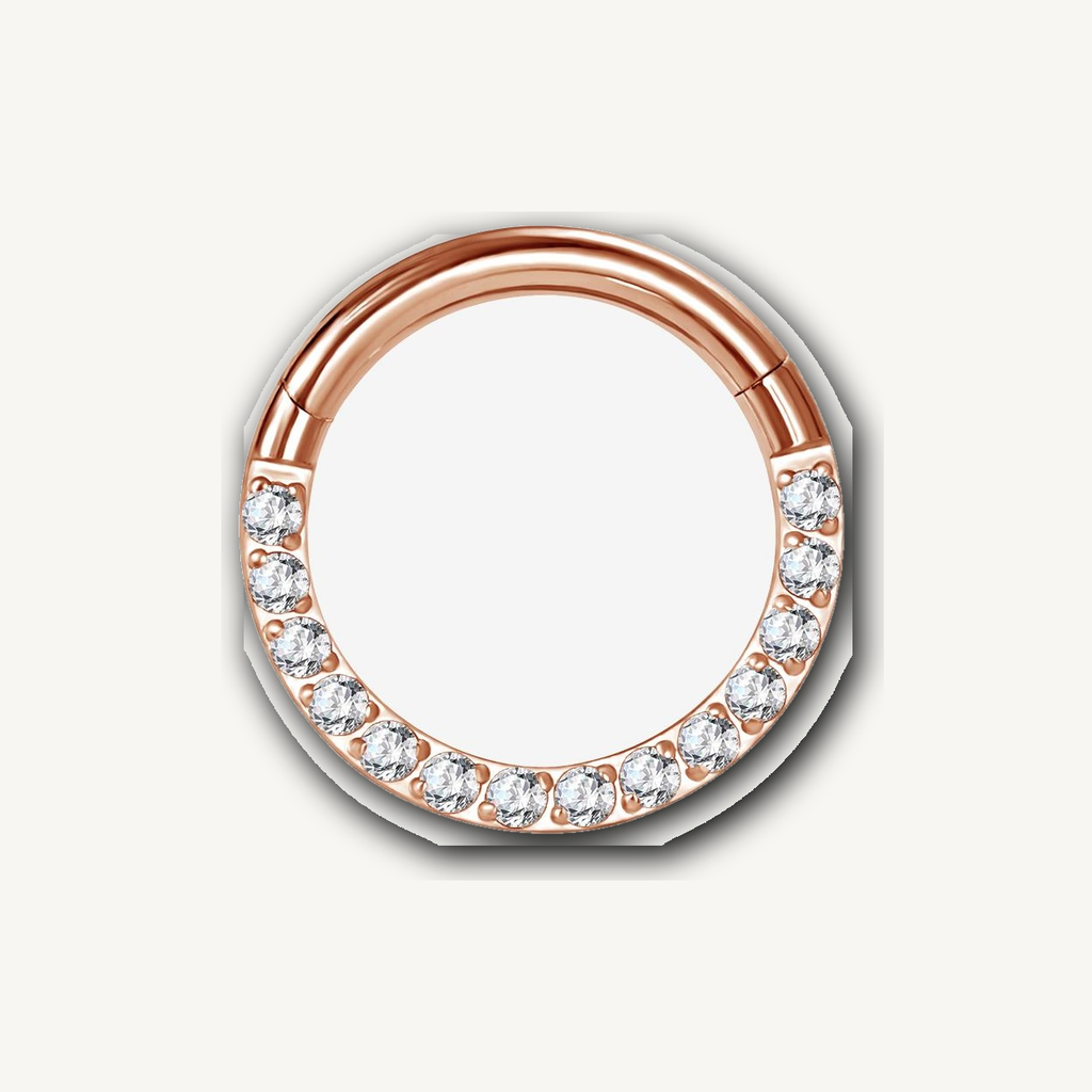Implant Grade Titanium - Segment Ring - Rose Gold - Clear CZ - 16G (1.2 x 6 mm) - product view