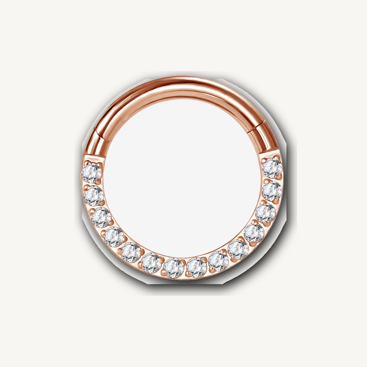 Implant Grade Titanium - Segment Ring - Rose Gold - Clear CZ - 16G (1.2 x 6 mm) - product view