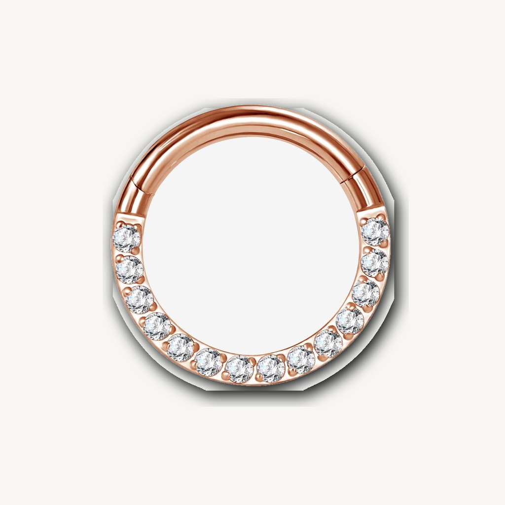 Implant Grade Titanium - Segment Ring - Rose Gold - Clear CZ - 16G (1.2 x 6 mm) - detail view