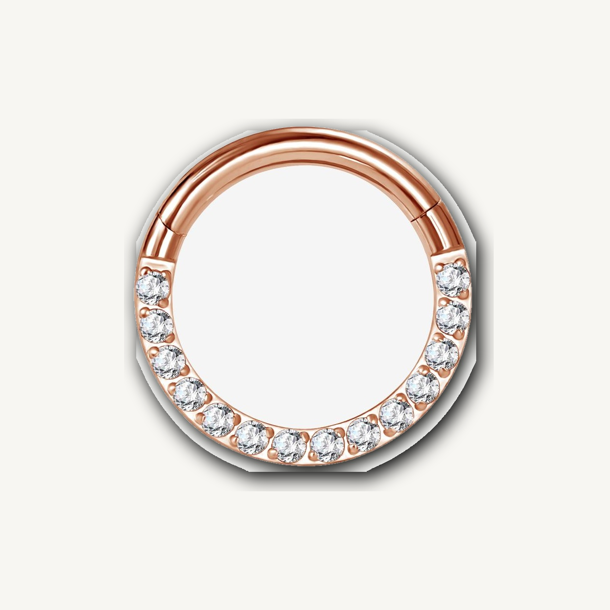 Implant Grade Titanium - Segment Ring - Rose Gold - Clear CZ - 16G (1.2 x 6 mm) - detail view