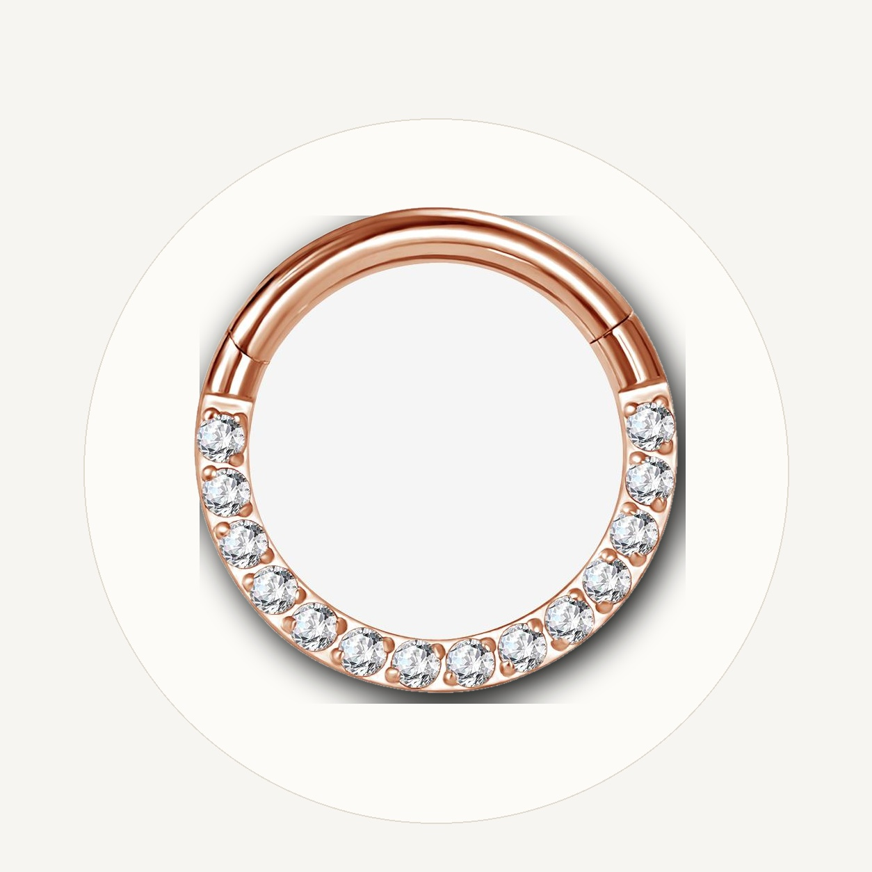 Implant Grade Titanium - Segment Ring - Rose Gold - Clear CZ - 16G (1.2 x 6 mm) - styling view