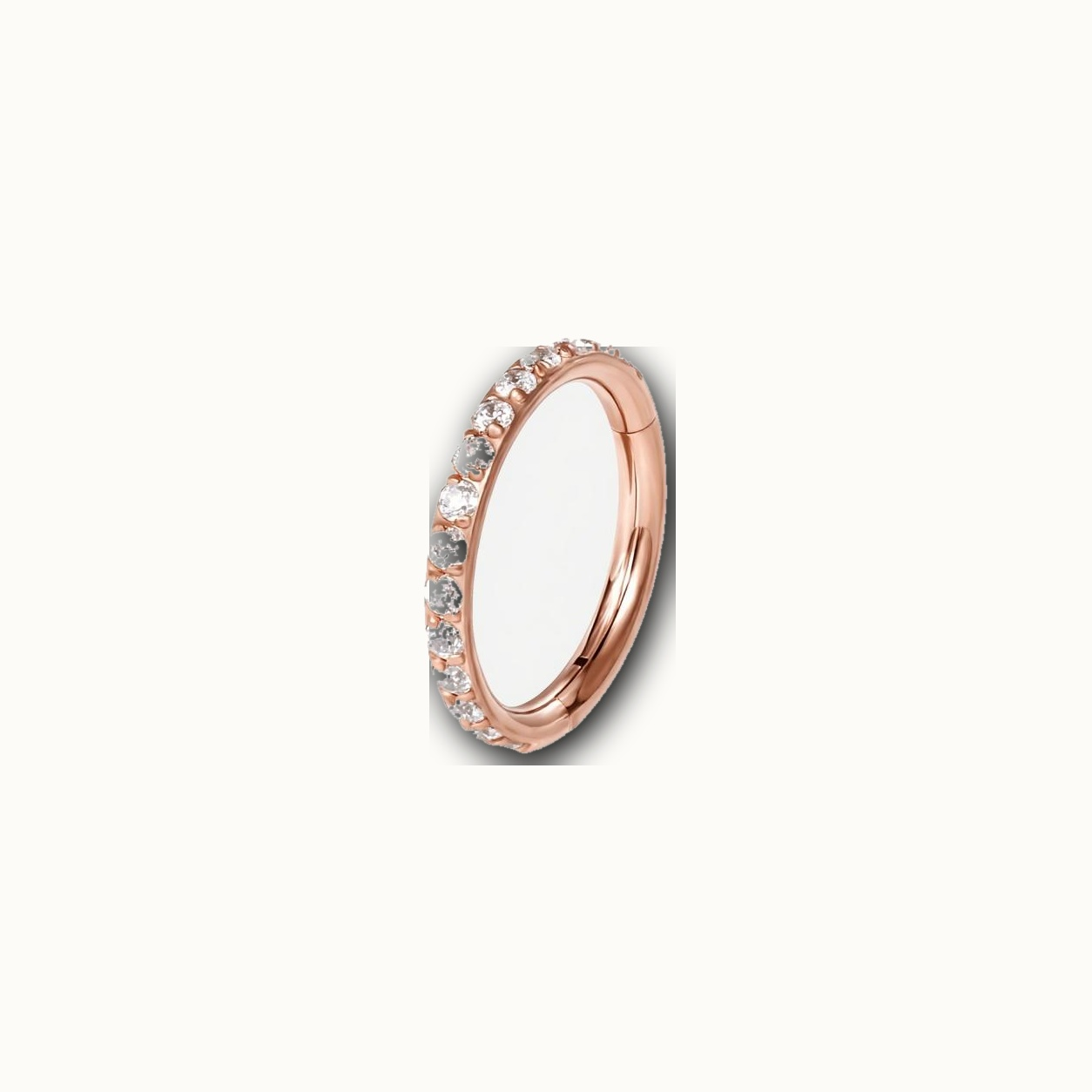 Implant Grade Titanium - Segment Ring - Rose Gold - Clear CZ - 16G (1.2 x 6 mm) - product view