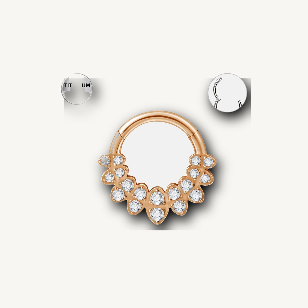 Implant Grade Titanium - Segment Ring - Rose Gold - Clear CZ - 16G (1.2 x 8 mm) - detail view
