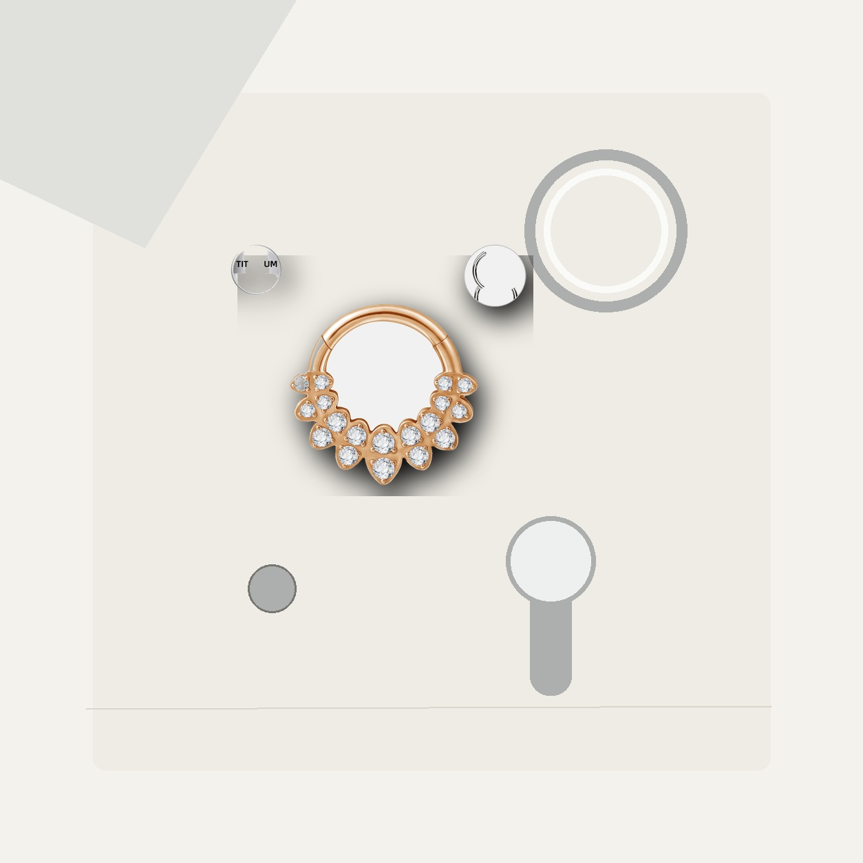Implant Grade Titanium - Segment Ring - Rose Gold - Clear CZ - 16G (1.2 x 8 mm) - styling view