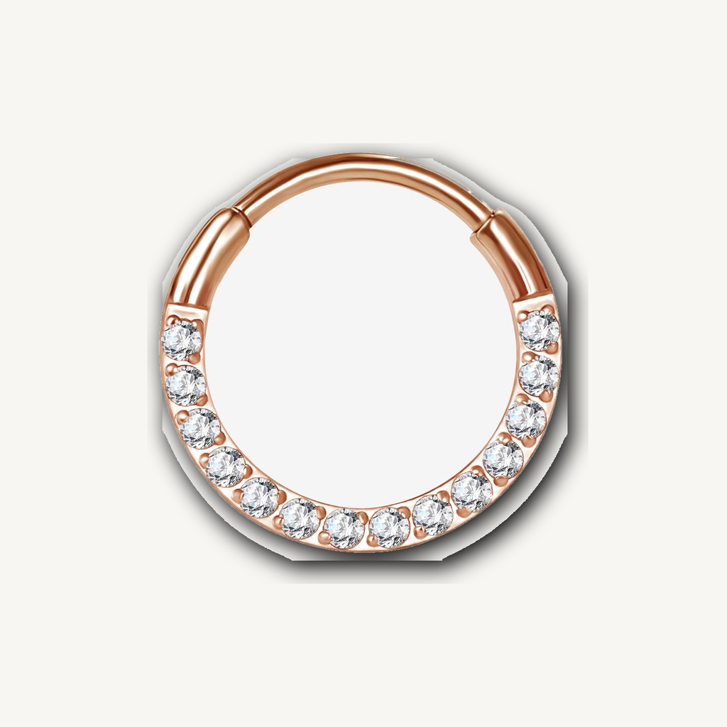 Implant Grade Titanium - Segment Ring - Rose Gold - Clear CZ - 20G (0.8 x 6 x 1.2 mm) - product view