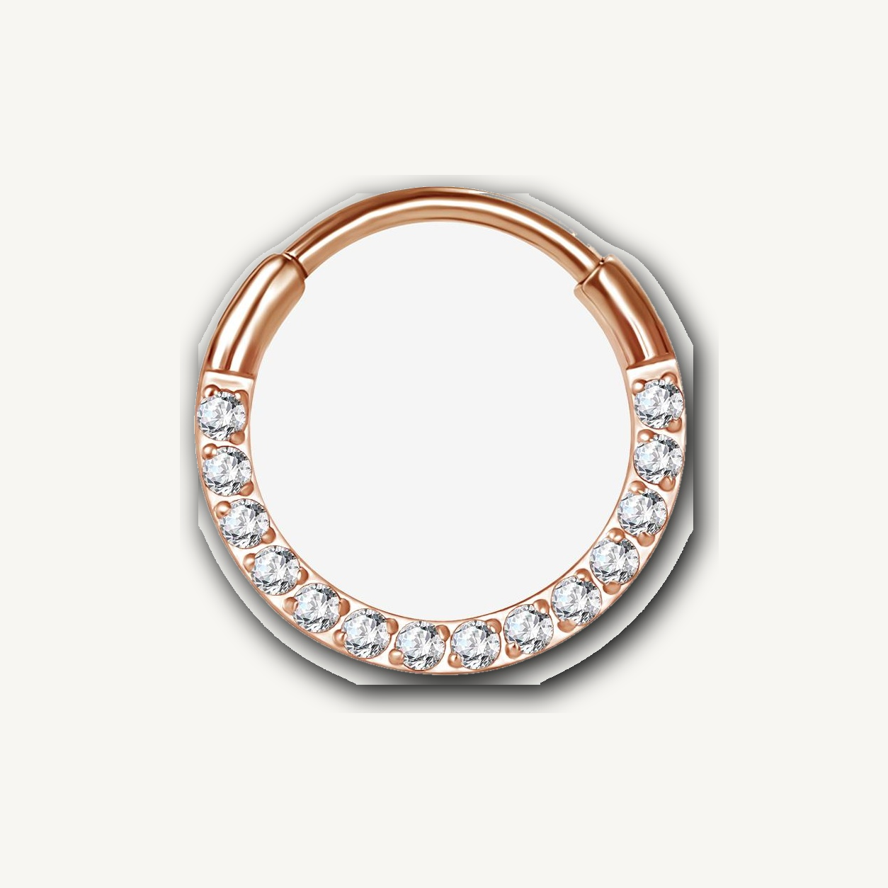 Implant Grade Titanium - Segment Ring - Rose Gold - Clear CZ - 20G (0.8 x 6 x 1.2 mm) - product view