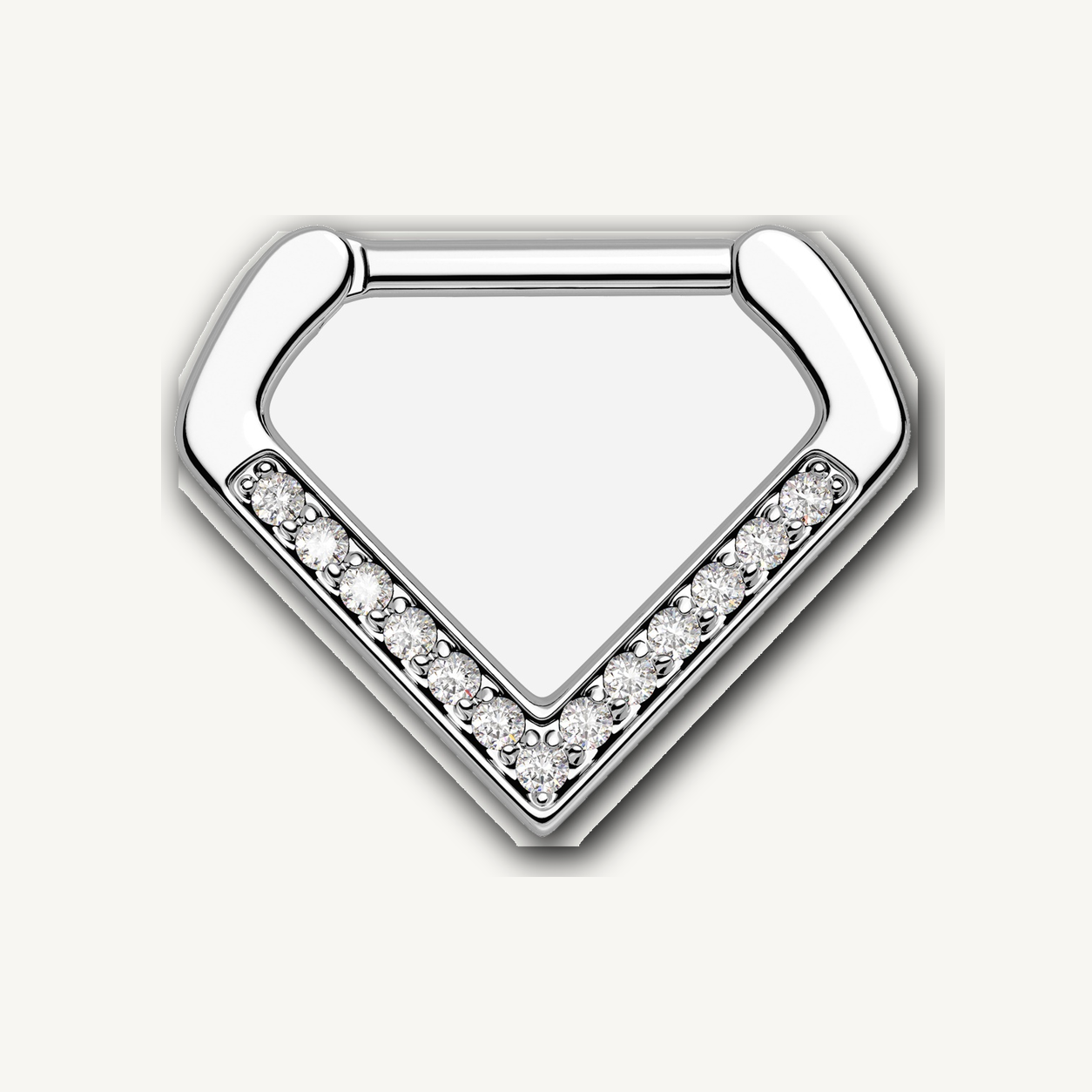 Implant Grade Titanium - Segment Ring - Silver - Clear CZ - 16G (1.2 x 10 mm) - product view