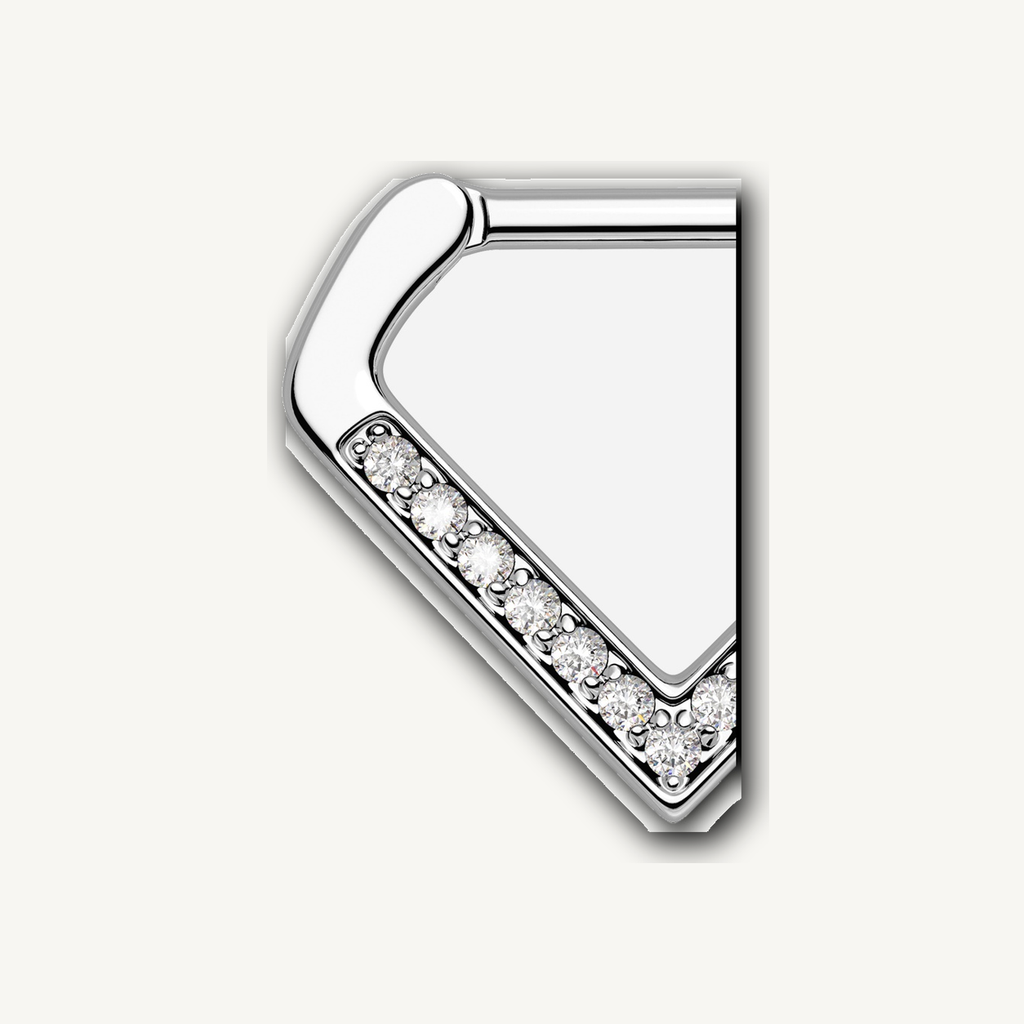 Implant Grade Titanium - Segment Ring - Silver - Clear CZ - 16G (1.2 x 10 mm) - detail view