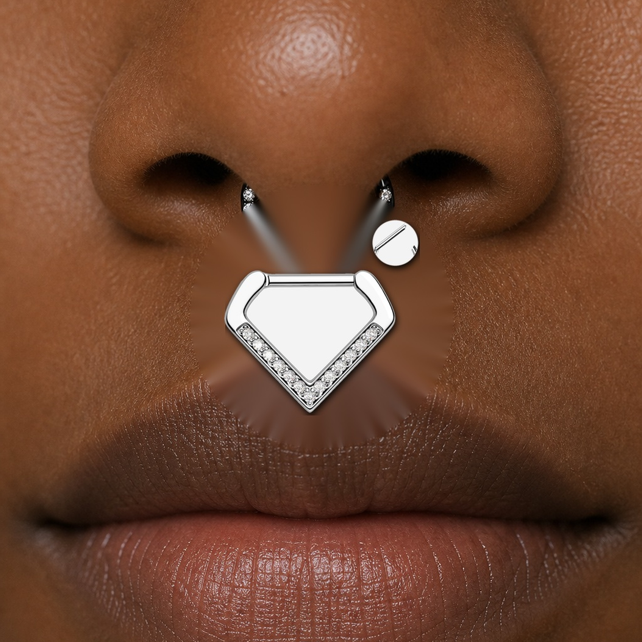 Implant Grade Titanium - Segment Ring - Silver - Clear CZ - 16G (1.2 x 10 mm) - model wear view