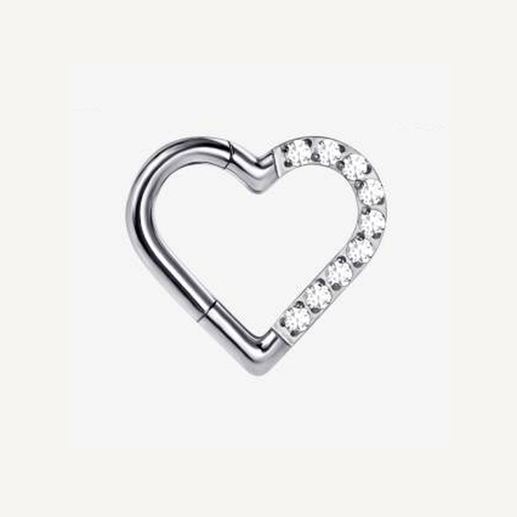 Implant Grade Titanium - Segment Ring - Silver - Clear CZ - 16G (1.2 x 10 mm) - product view