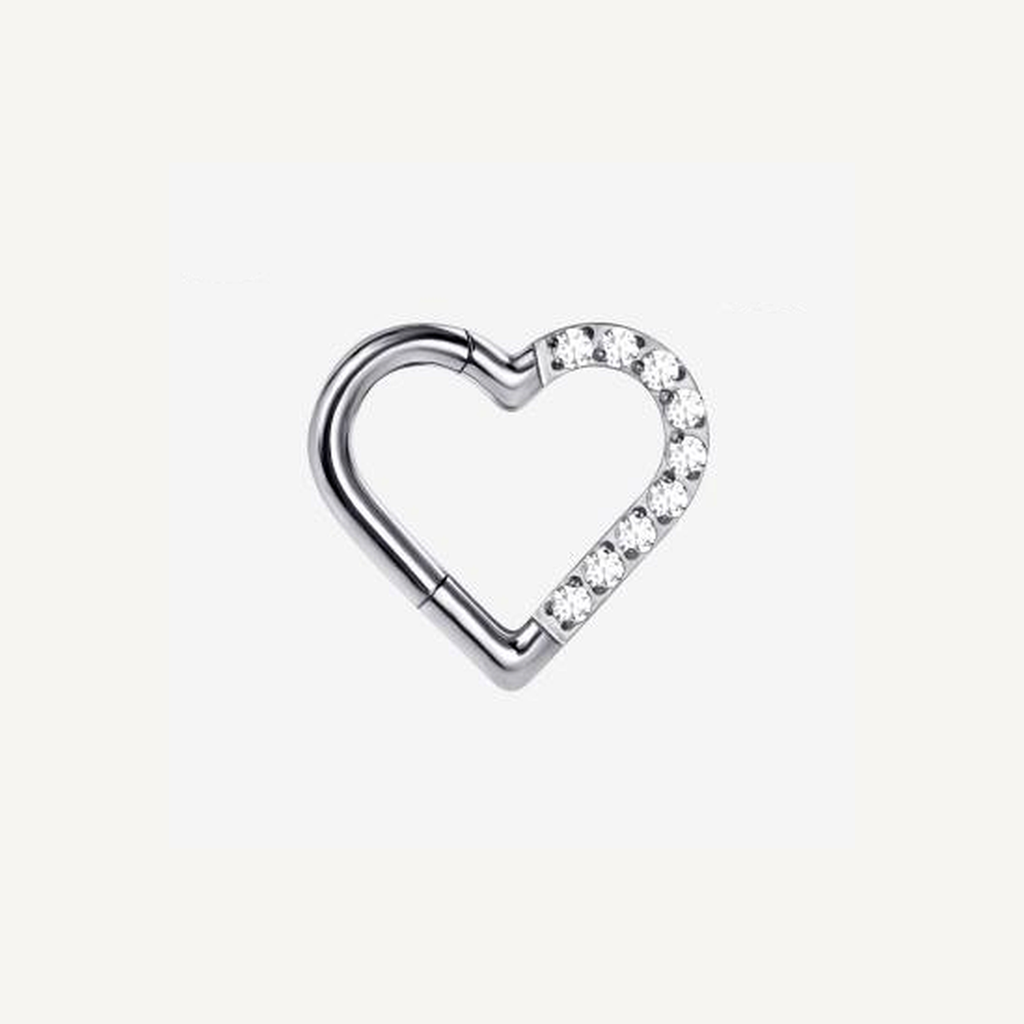 Implant Grade Titanium - Segment Ring - Silver - Clear CZ - 16G (1.2 x 10 mm) - detail view