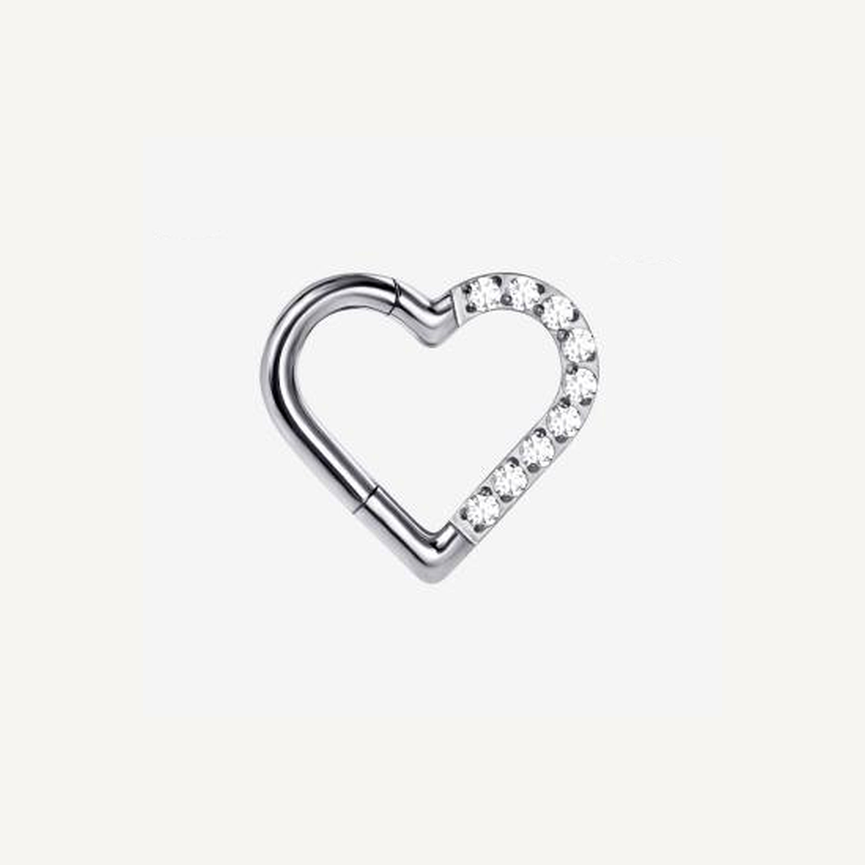 Implant Grade Titanium - Segment Ring - Silver - Clear CZ - 16G (1.2 x 10 mm) - detail view