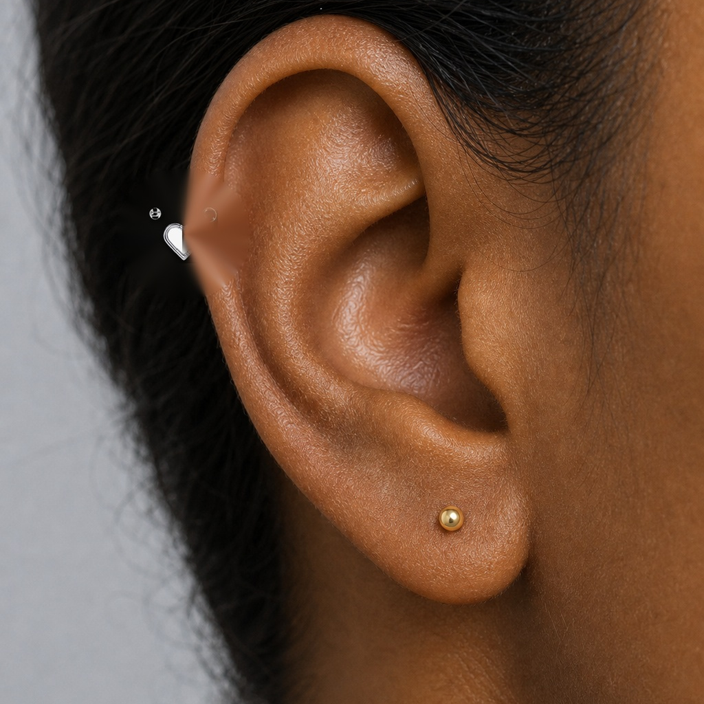 Implant Grade Titanium - Segment Ring - Silver - Clear CZ - 16G (1.2 x 10 mm) - model wear view