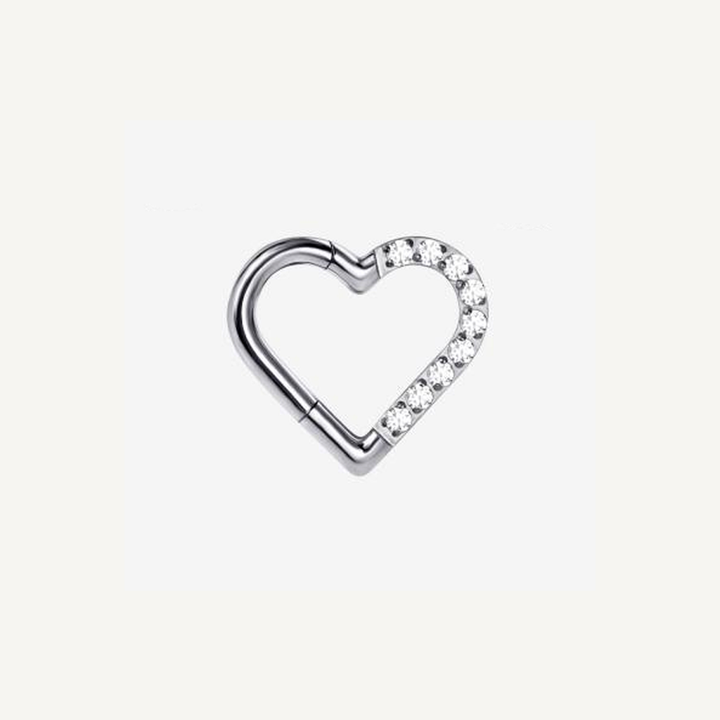 Implant Grade Titanium - Segment Ring - Silver - Clear CZ - 16G (1.2 x 10 mm) - styling view
