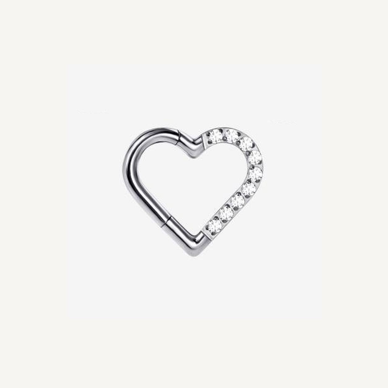 Implant Grade Titanium - Segment Ring - Silver - Clear CZ - 16G (1.2 x 10 mm) - styling view