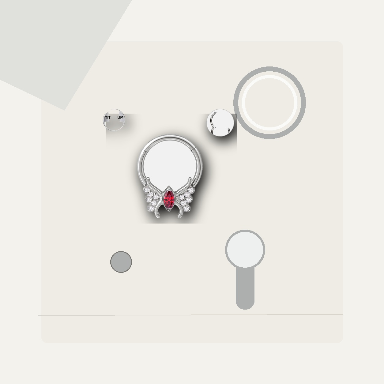 Implant Grade Titanium - Segment Ring - Silver - RDCZ - 16G (1.2 x 10 mm) - styling view