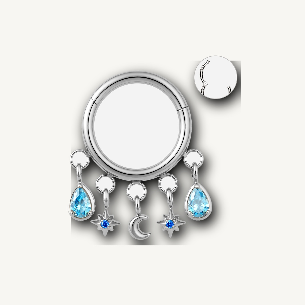 Implant Grade Titanium - Segment Ring - Silver - NBL - 16G (1.2 x 8 mm) - detail view