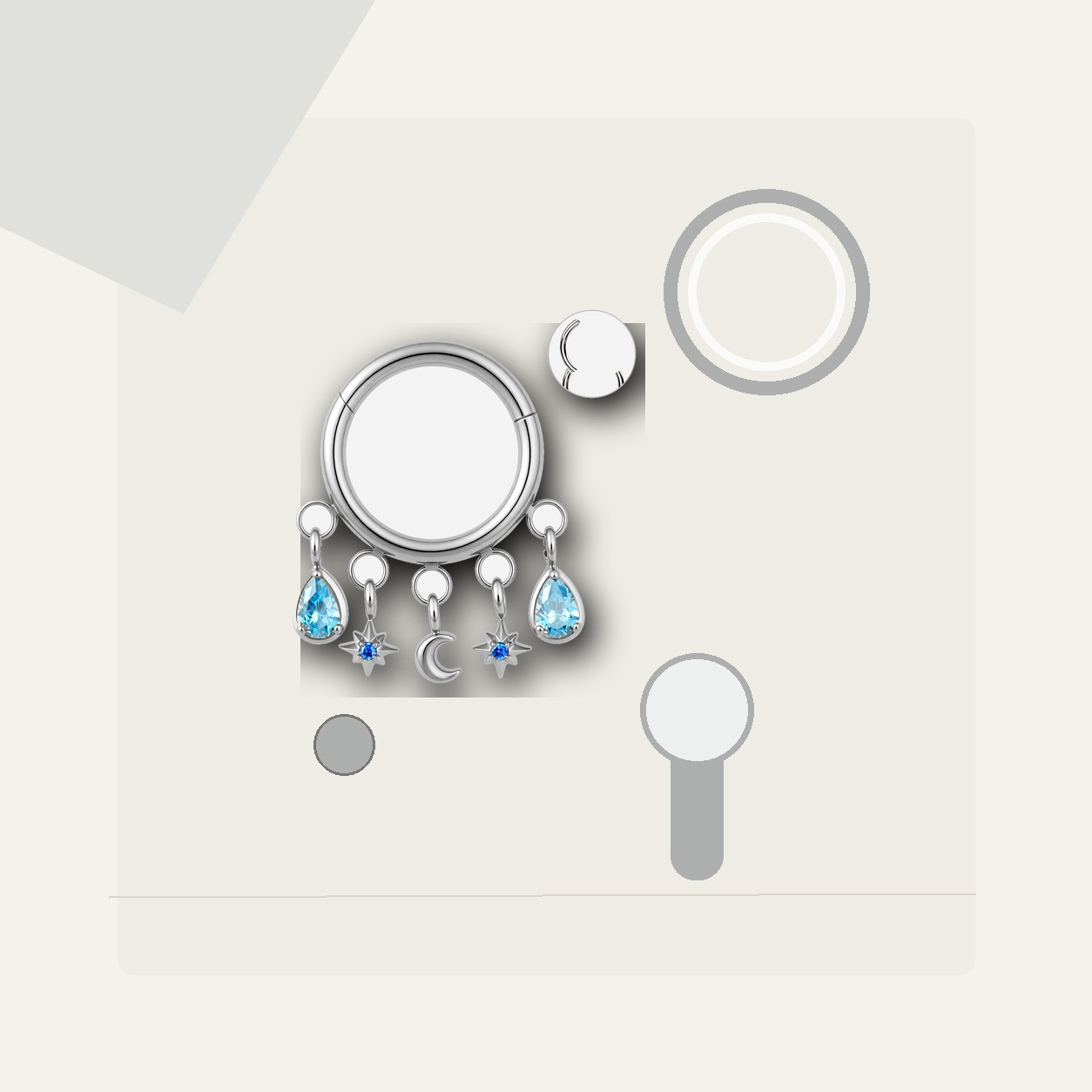 Implant Grade Titanium - Segment Ring - Silver - NBL - 16G (1.2 x 8 mm) - styling view