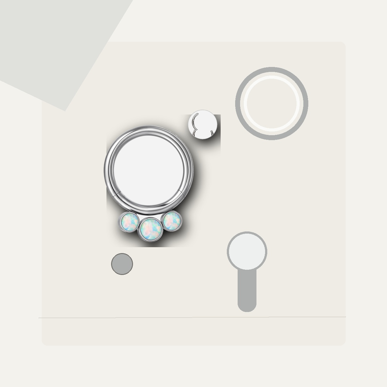 Implant Grade Titanium - Segment Ring - Silver - OP17 - 16G (1.2 x 8 mm) - styling view