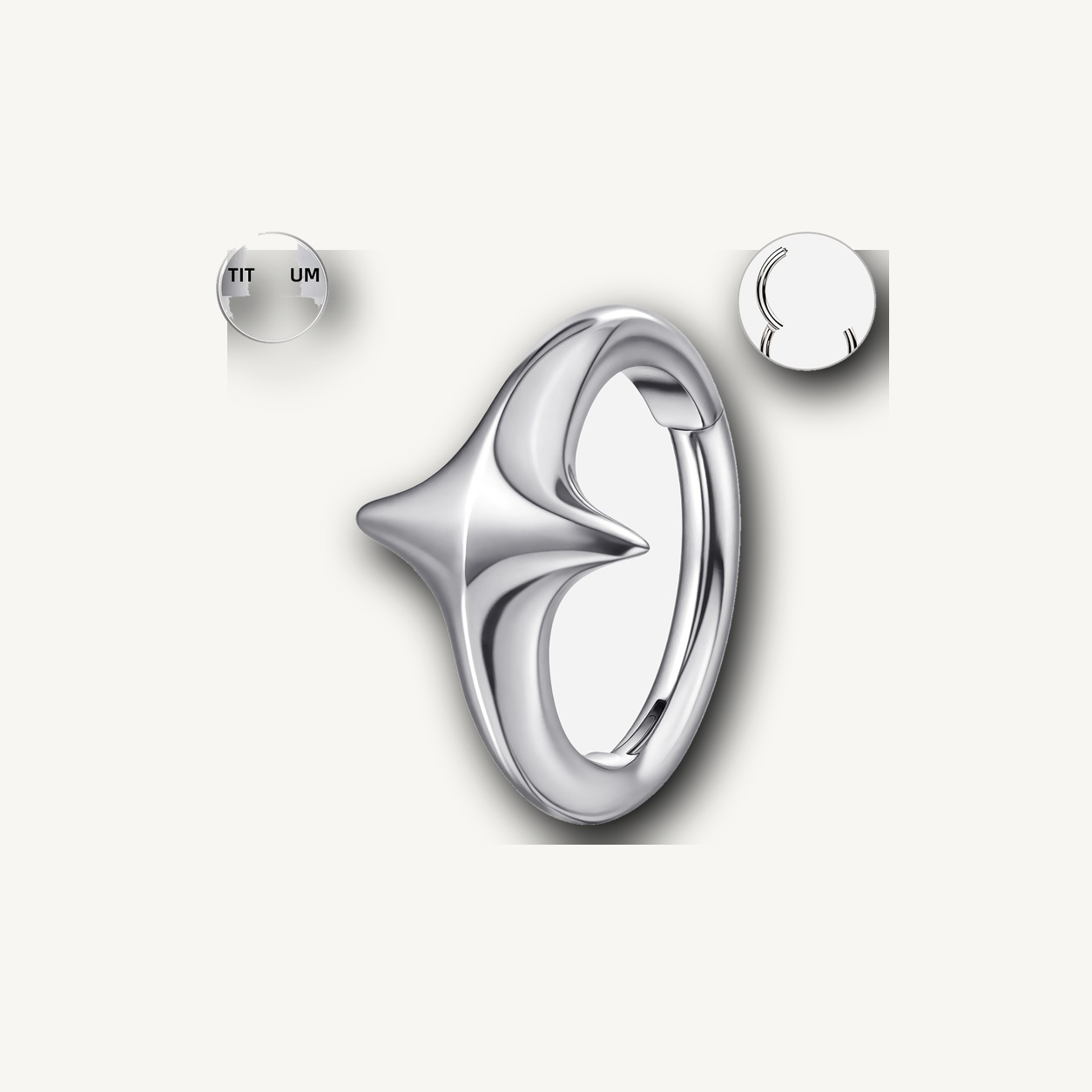 Implant Grade Titanium - Segment Ring - Silver - 16G (1.2 x 8 mm) - detail view