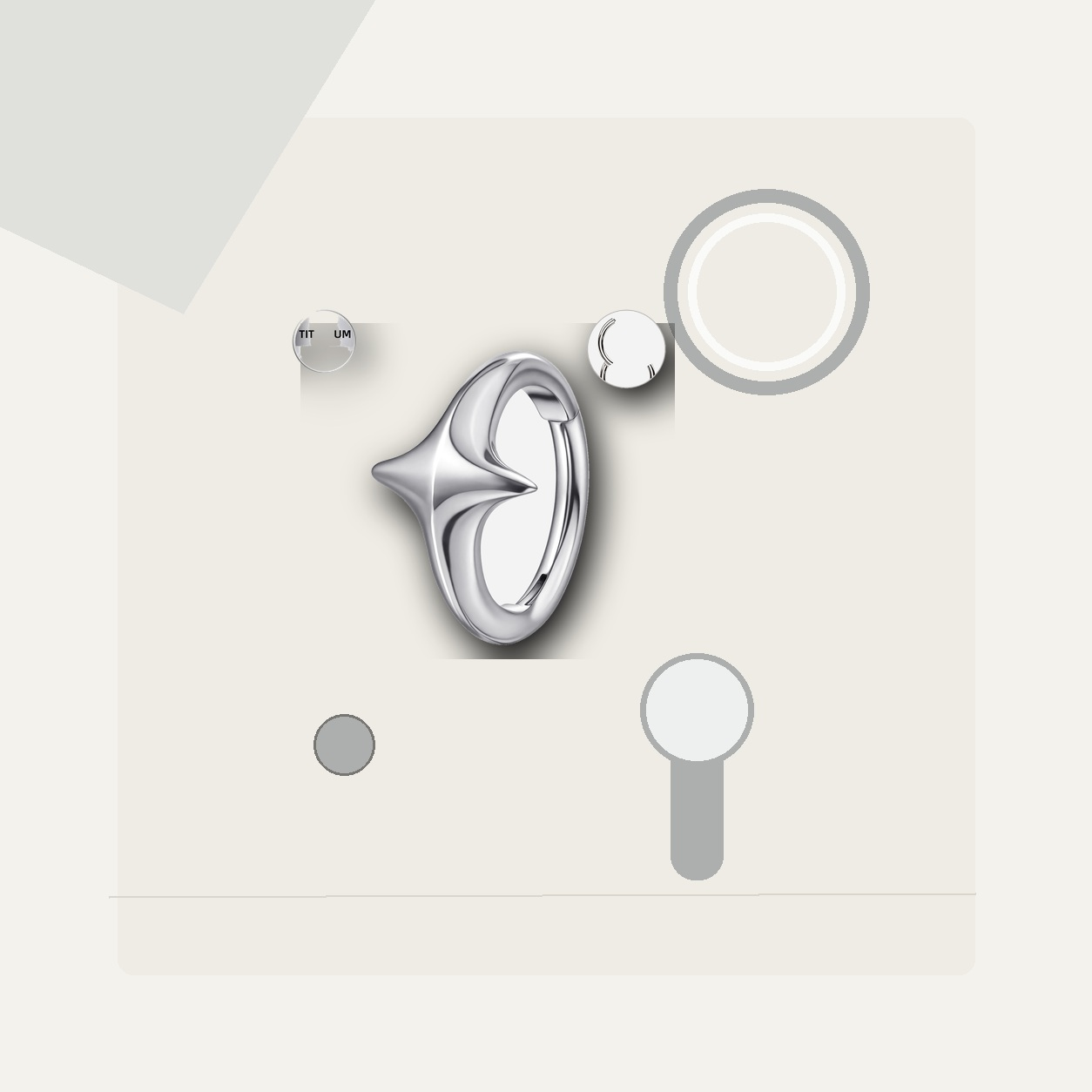 Implant Grade Titanium - Segment Ring - Silver - 16G (1.2 x 8 mm) - styling view