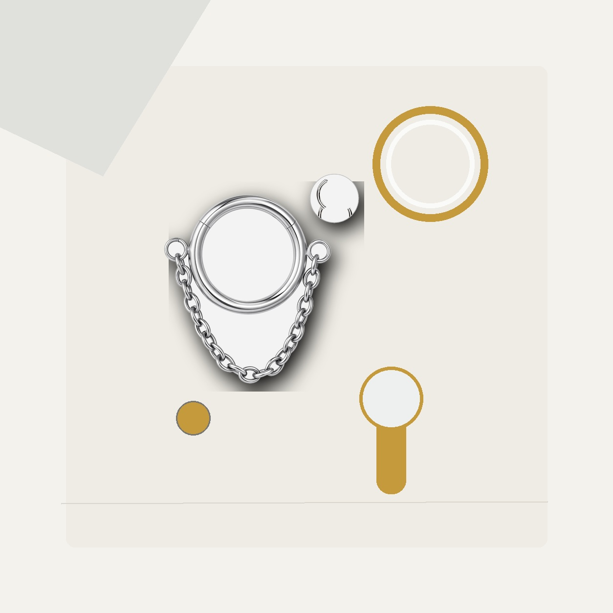 Implant Grade Titanium - Segment Ring - White Gold - 14G (1.6 x 6 mm) - styling view