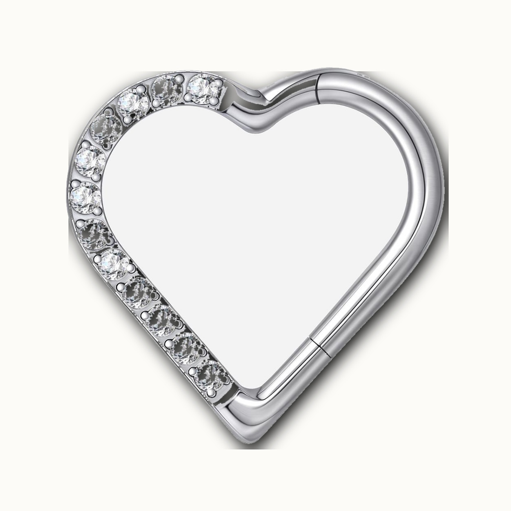 Implant Grade Titanium - Segment Ring - White Gold - Clear CZ - 16G (1.2 x 8 mm) - product view