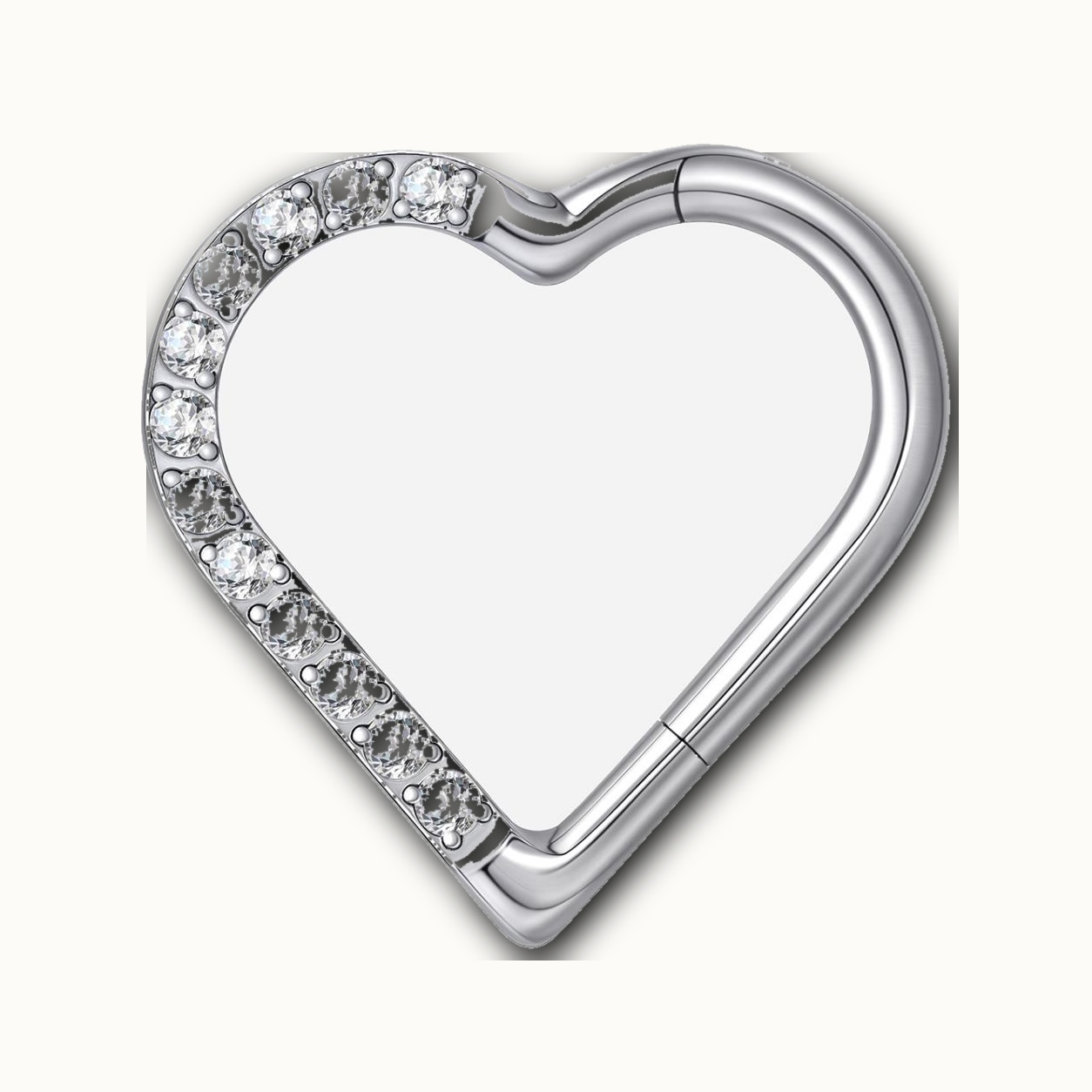 Implant Grade Titanium - Segment Ring - White Gold - Clear CZ - 16G (1.2 x 8 mm) - product view