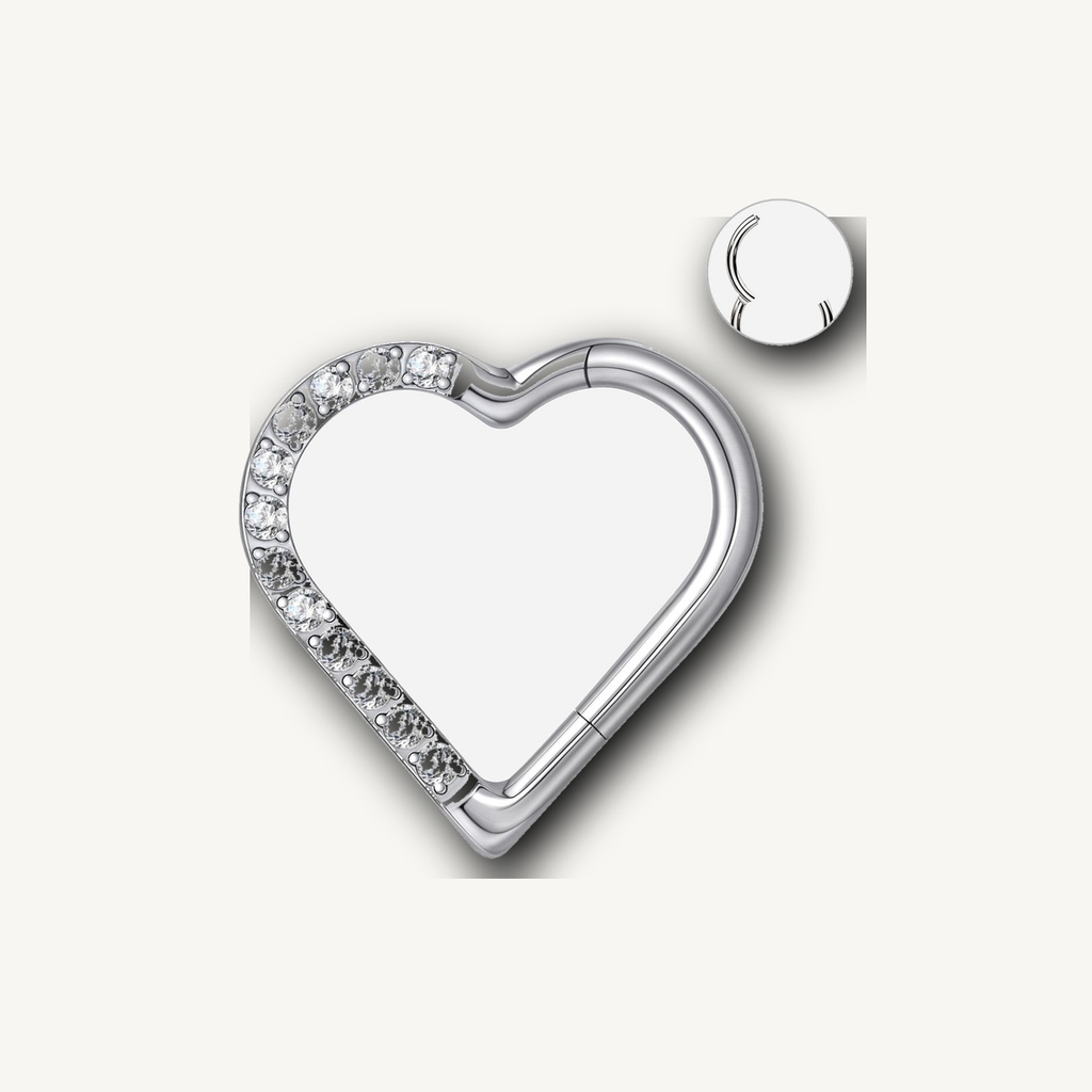 Implant Grade Titanium - Segment Ring - White Gold - Clear CZ - 16G (1.2 x 8 mm) - detail view